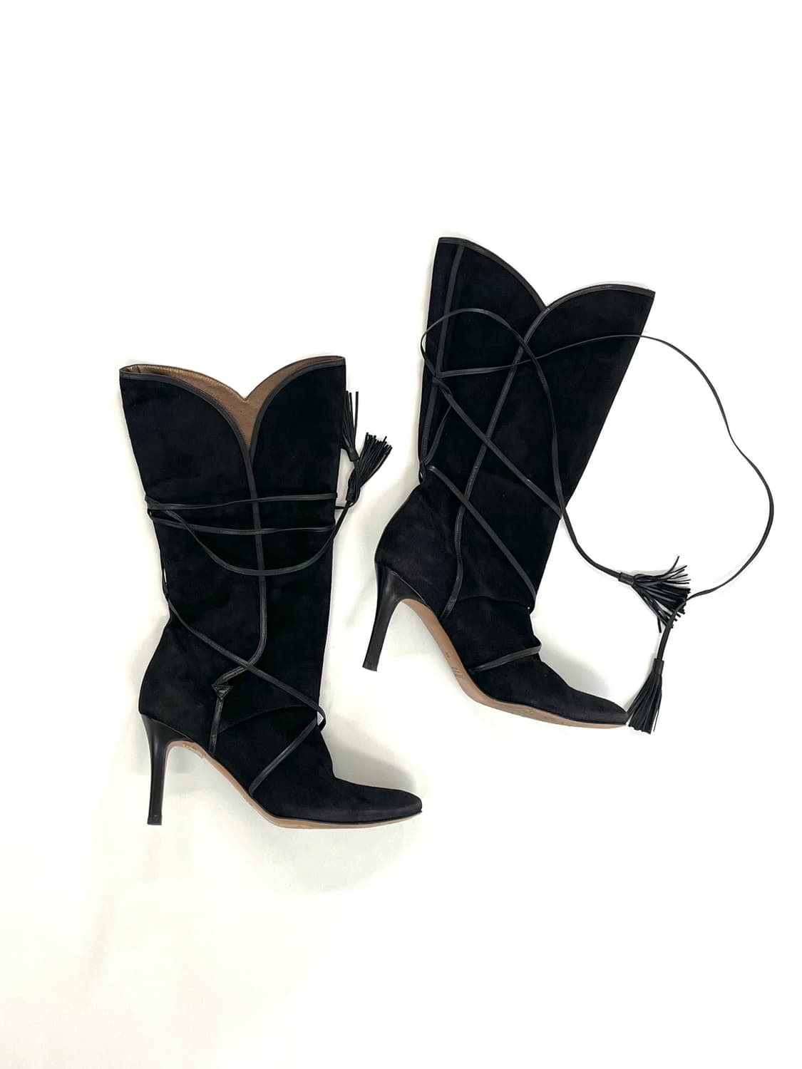 막스마라 레더 레이스 스웨이드 롱부츠 상품이미지2