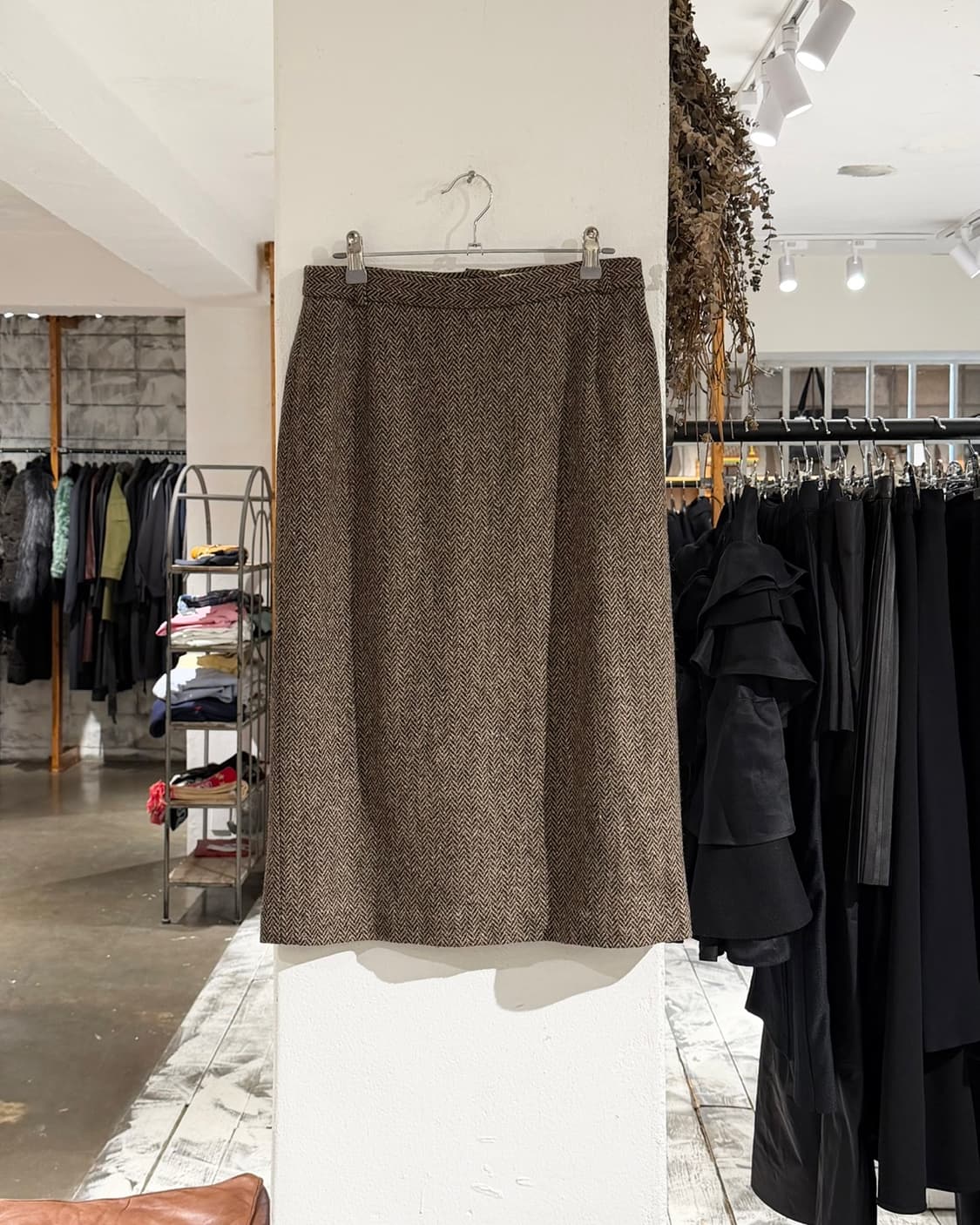 막스마라 위캔드 브라운 헤링본 버진울 미디스커트 상품이미지1