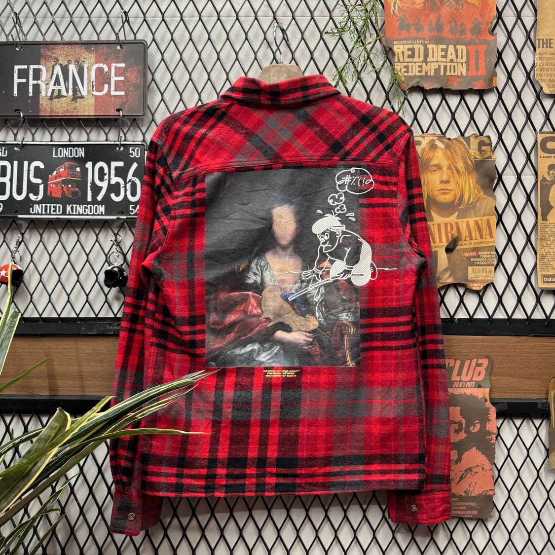 2019 F/W 오프화이트 플란넬 셔츠 후면 빅프린팅 포인트 레드 상품이미지2