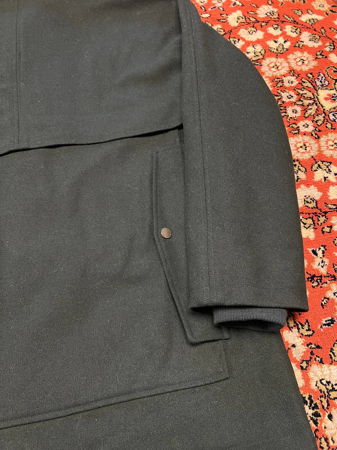 [L] 킴존스 X GU 콜라보 울 블렌디드 워크 코트 자켓 그린 상품이미지7