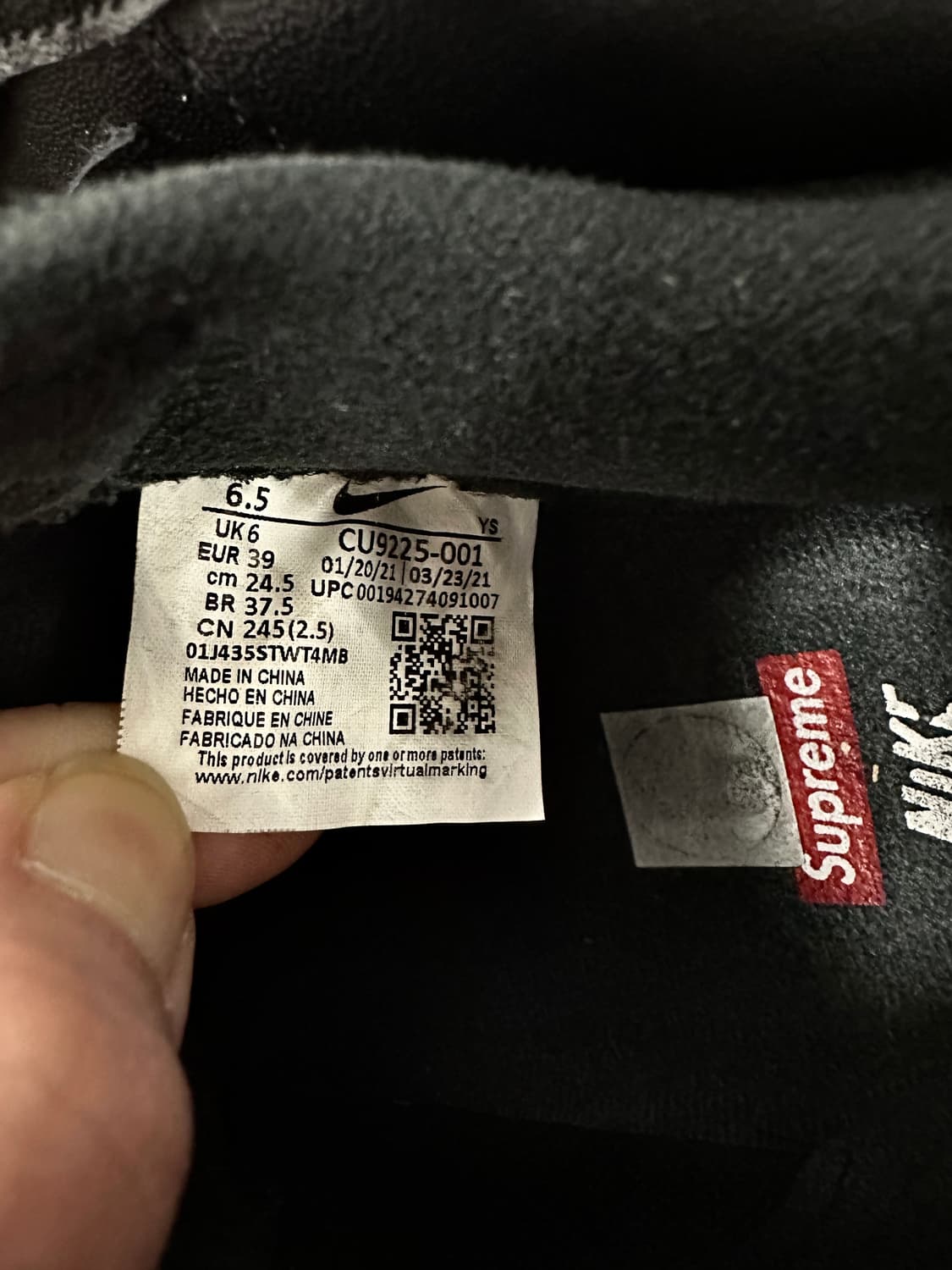 Nike x Supreme Air Force 1 Low Black 상품이미지8