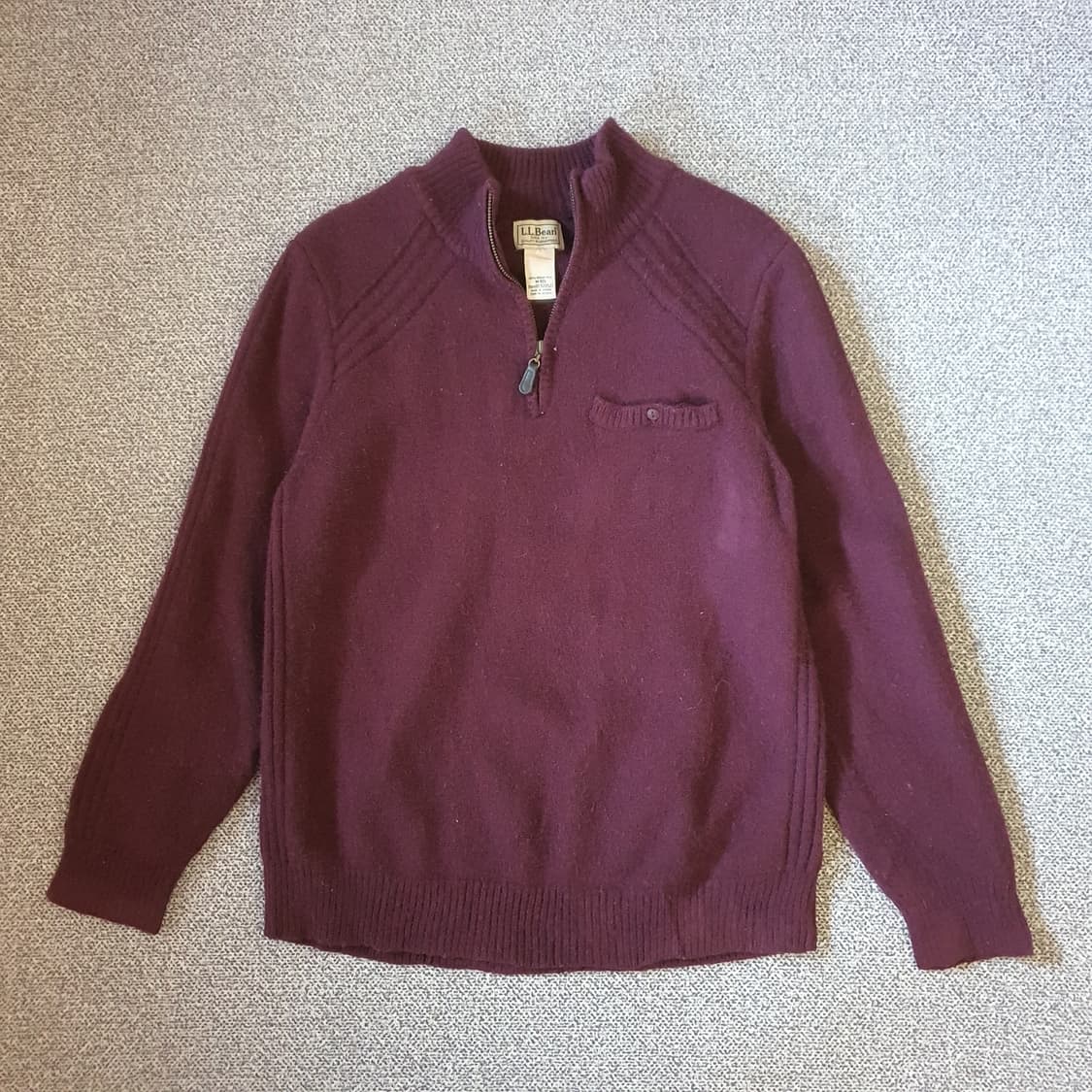 L.L.Bean 버건디 메리노 울 하프 집업 니트 스웨터 no.37 상품이미지1