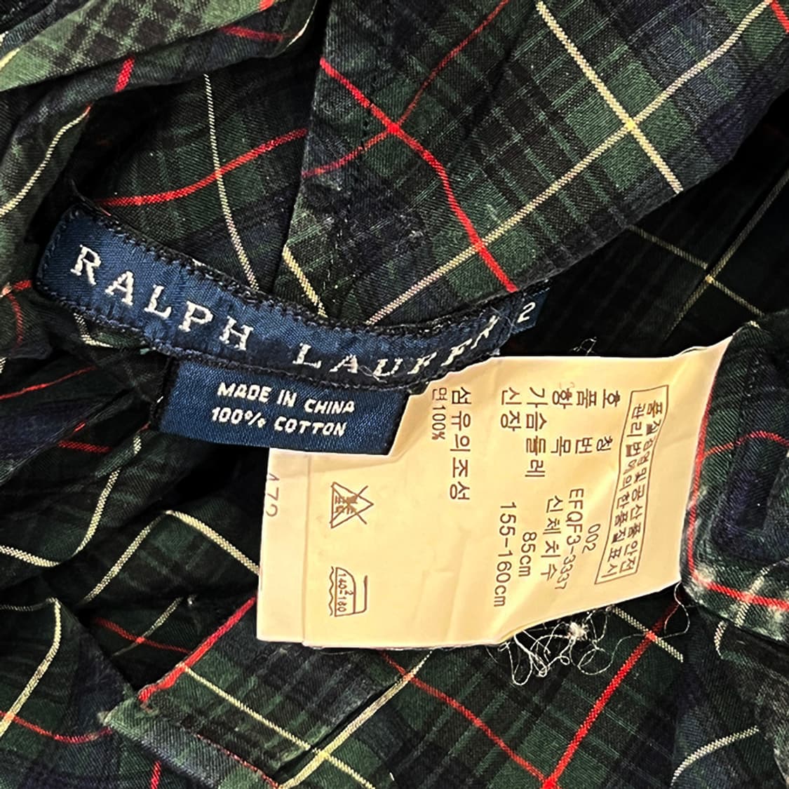 랄프로렌 체크 리본 칼라 셔츠 44 상품이미지3