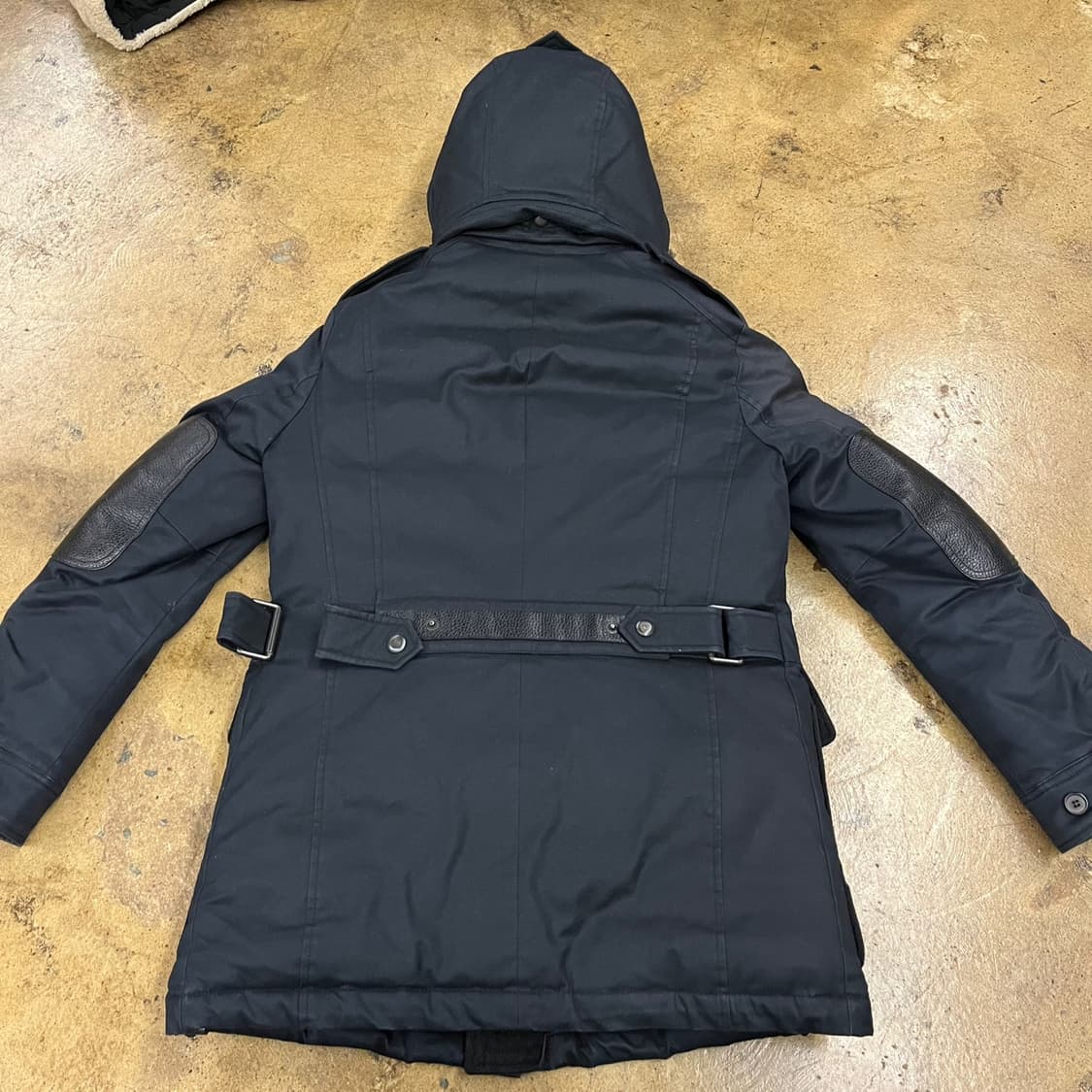 [정품/100] 타임 블랙 레더 디테일 후드 자켓 b17 상품이미지4