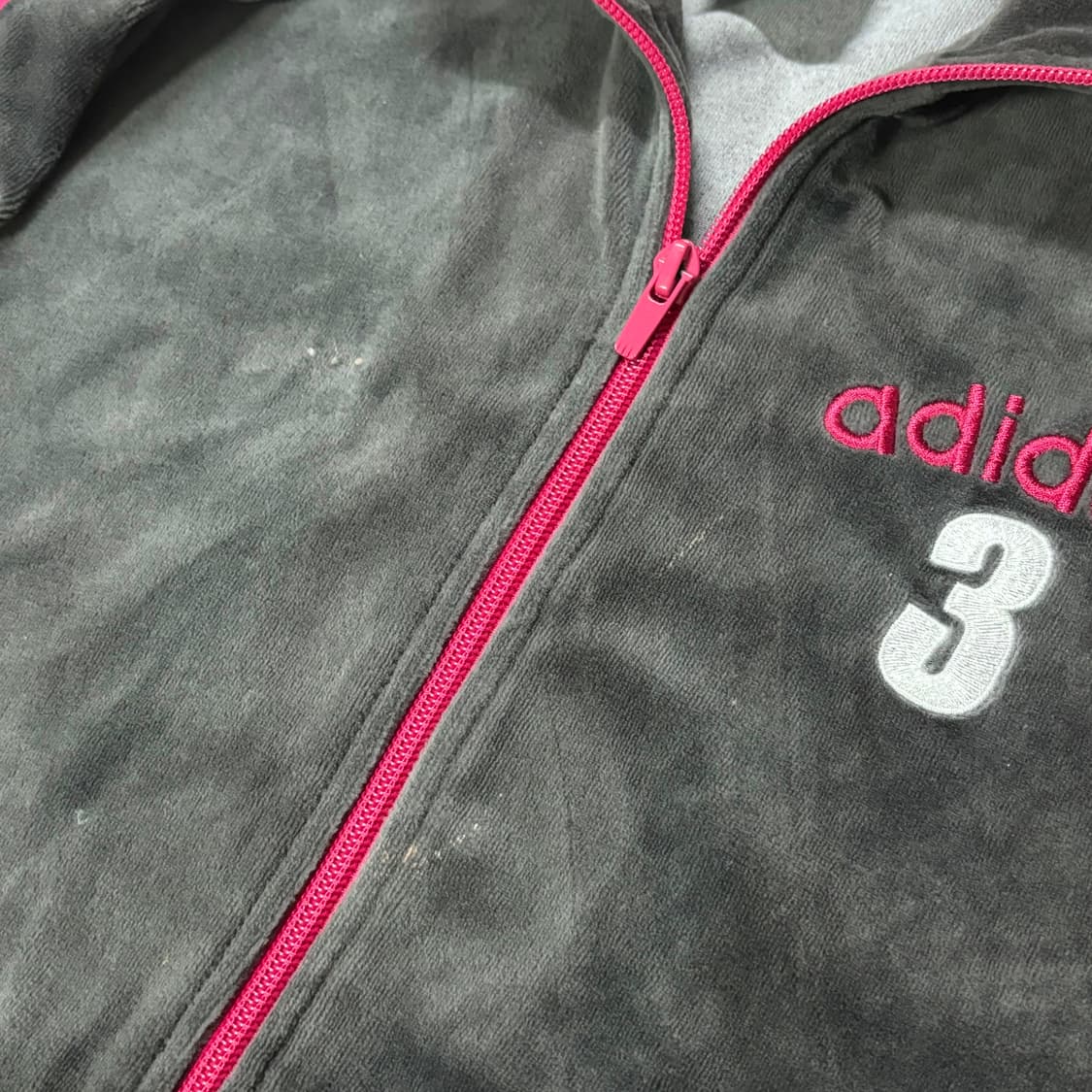 아디다스 져지 벨벳 벨루어 핑크 사이드 라인 트랙탑 상품이미지5