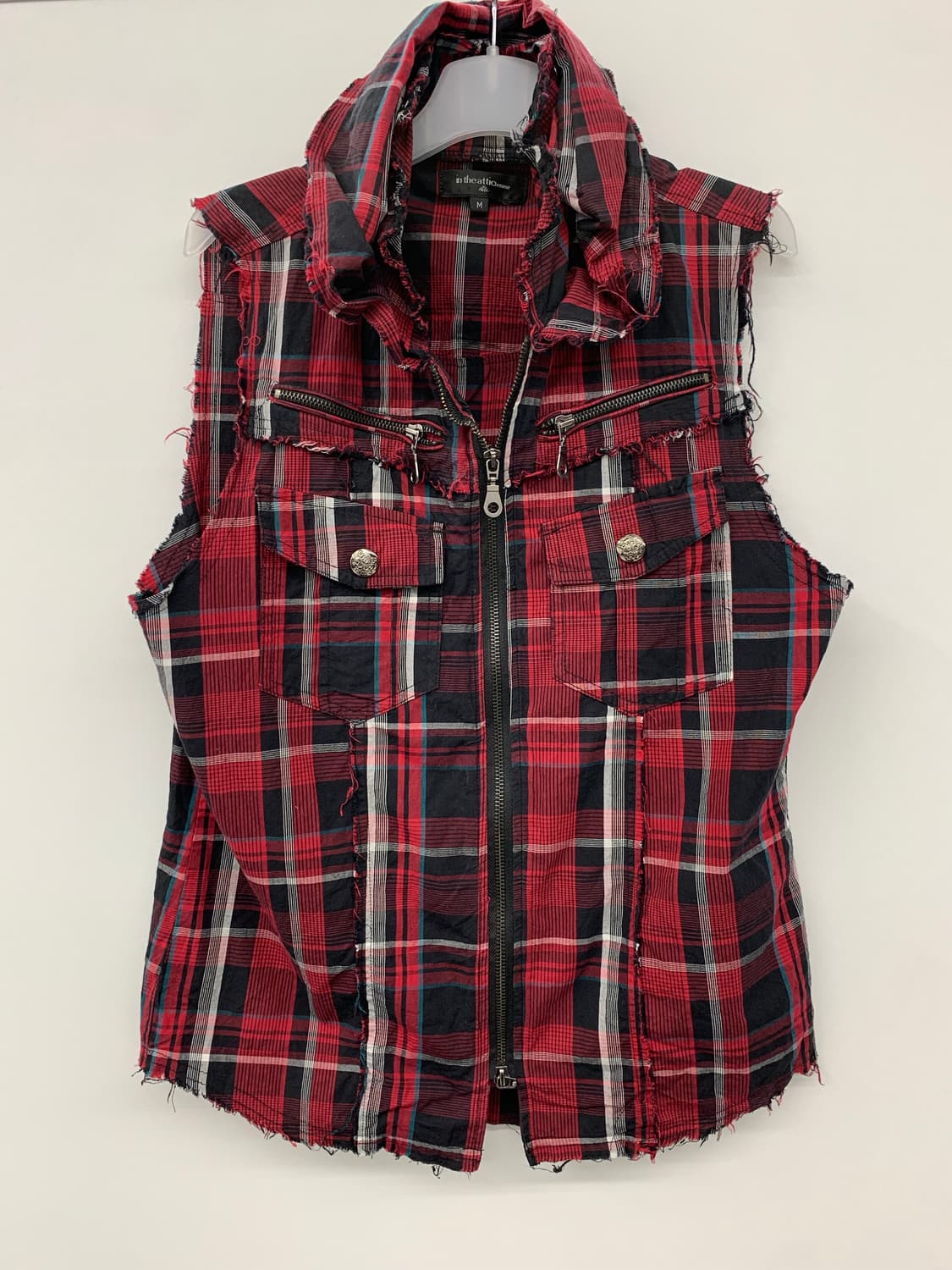 인더에틱 옴므 데미지 디테일 체크 펑크 베스트 상품이미지4