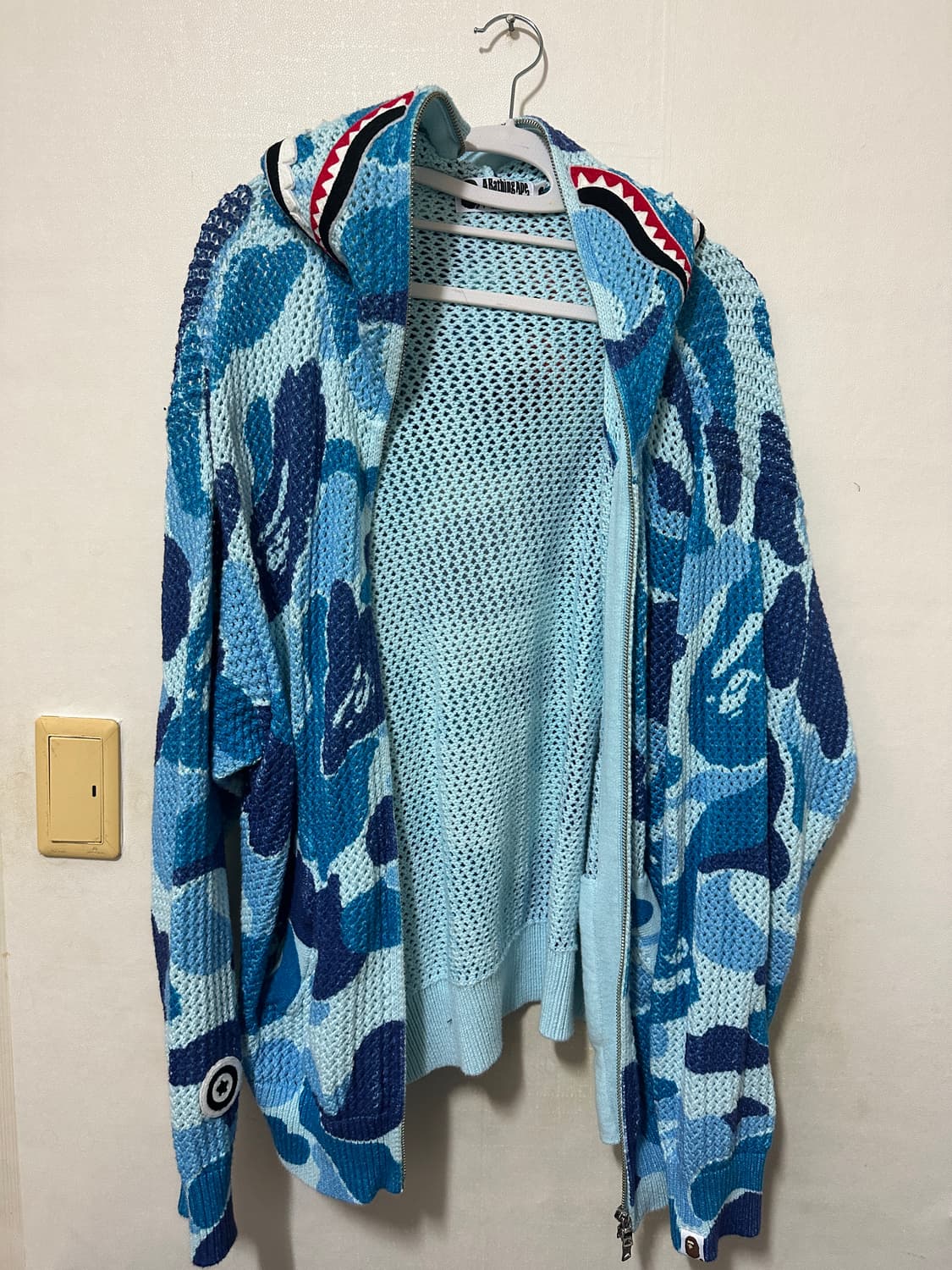 A BATHING APE (베이프) 샤크 메쉬 후드집업 블루 카모 L 사 상품이미지5