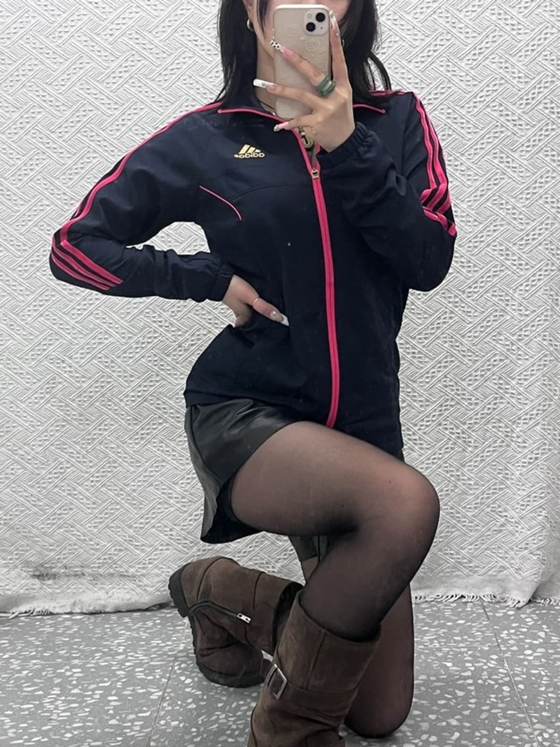 아디다스 빈티지 레트로 Y2K 글리터 핑크 져지 집업 M C11136 상품이미지2