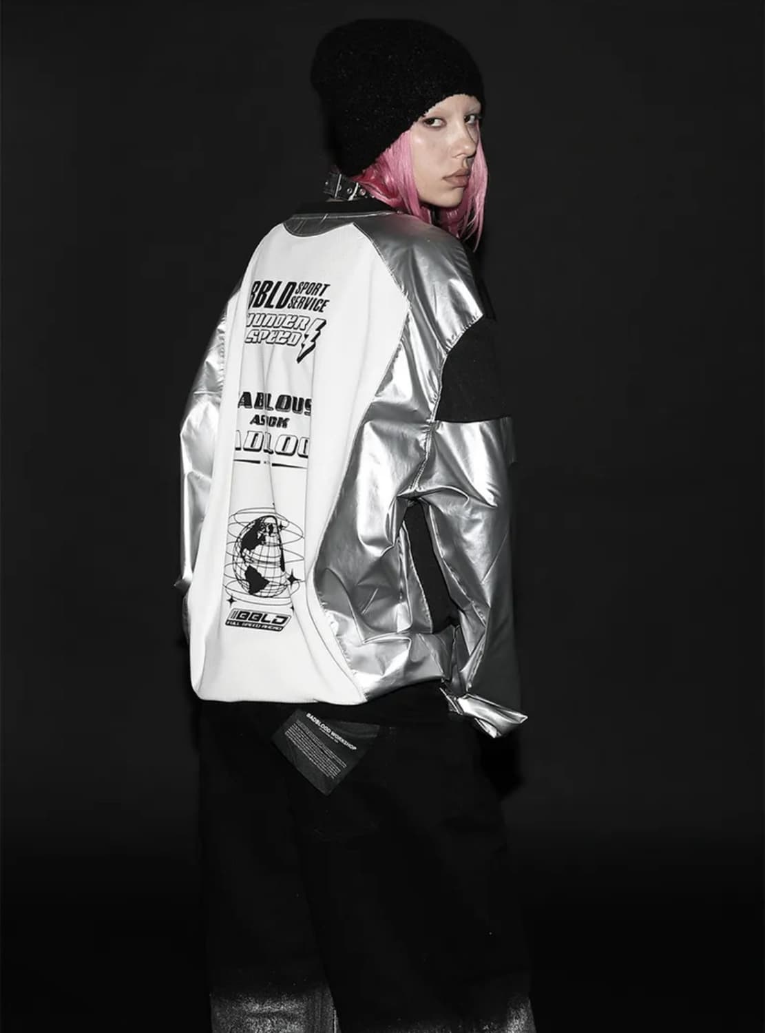 배드블러드 패뷸러스 스포츠 긴팔 티셔츠 라지핏 실버/블랙 L 상품이미지2