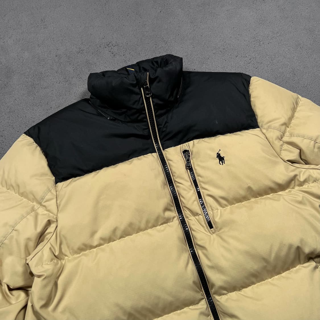 폴로 투웨이 베이지 고햄 덕다운 패딩 자켓 상품이미지3