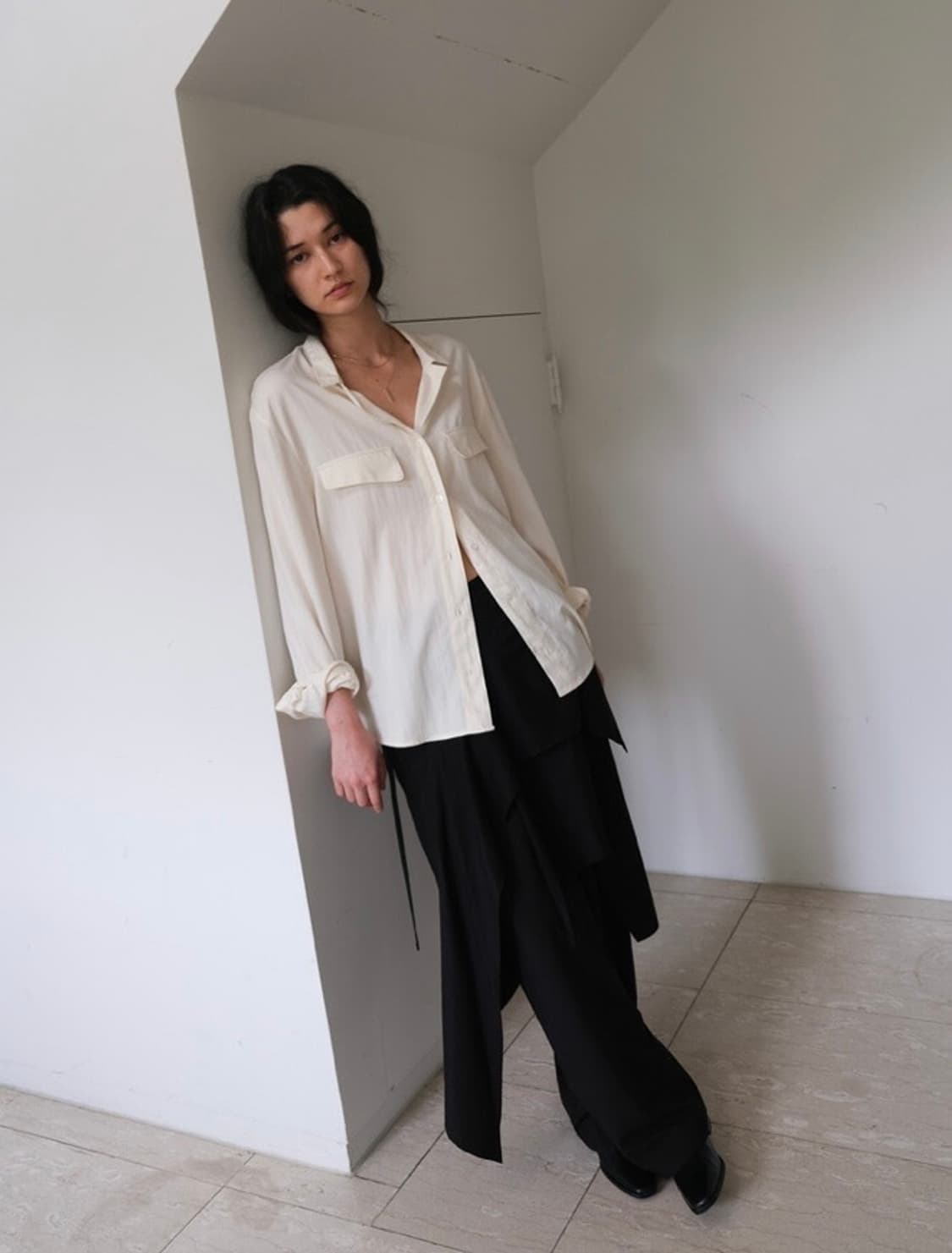 해브빈  havebin Round Pocket shirt Cream 상품이미지3