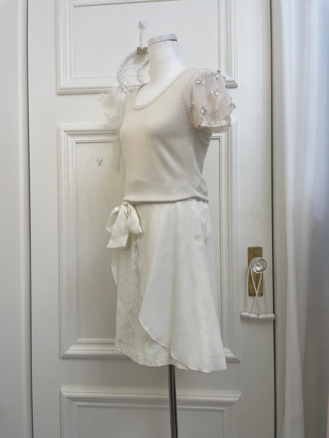 EF-DE lace bow midi skirt(size-9) 상품이미지6