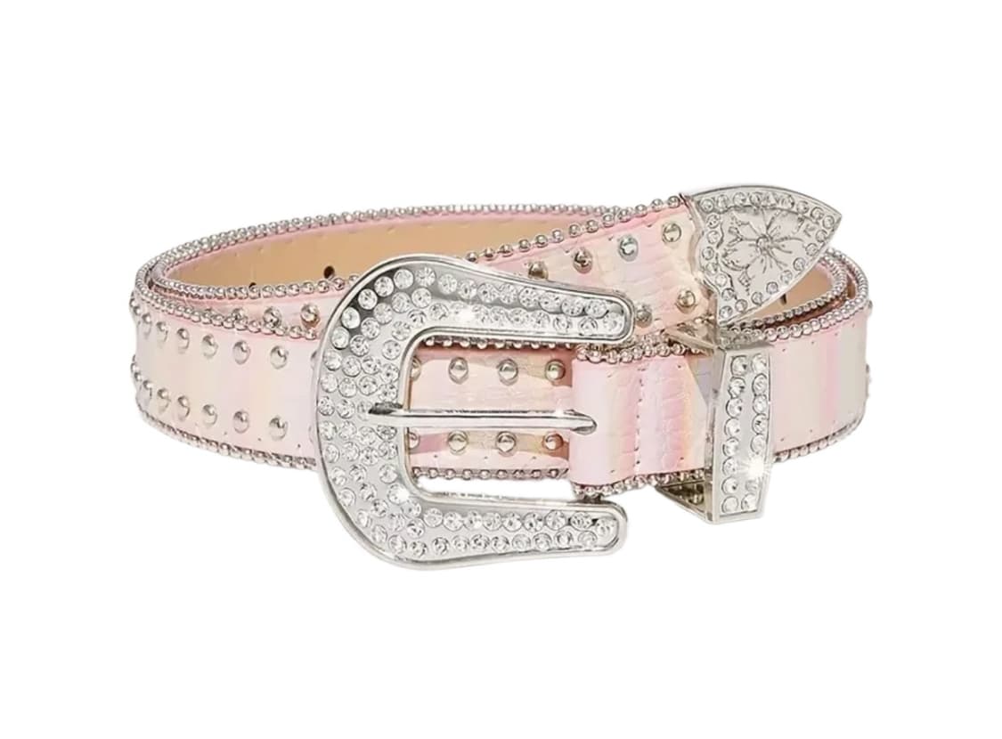y2k 핑크 홀로그램 큐빅 벨트 웨스턴 스타일 상품이미지1