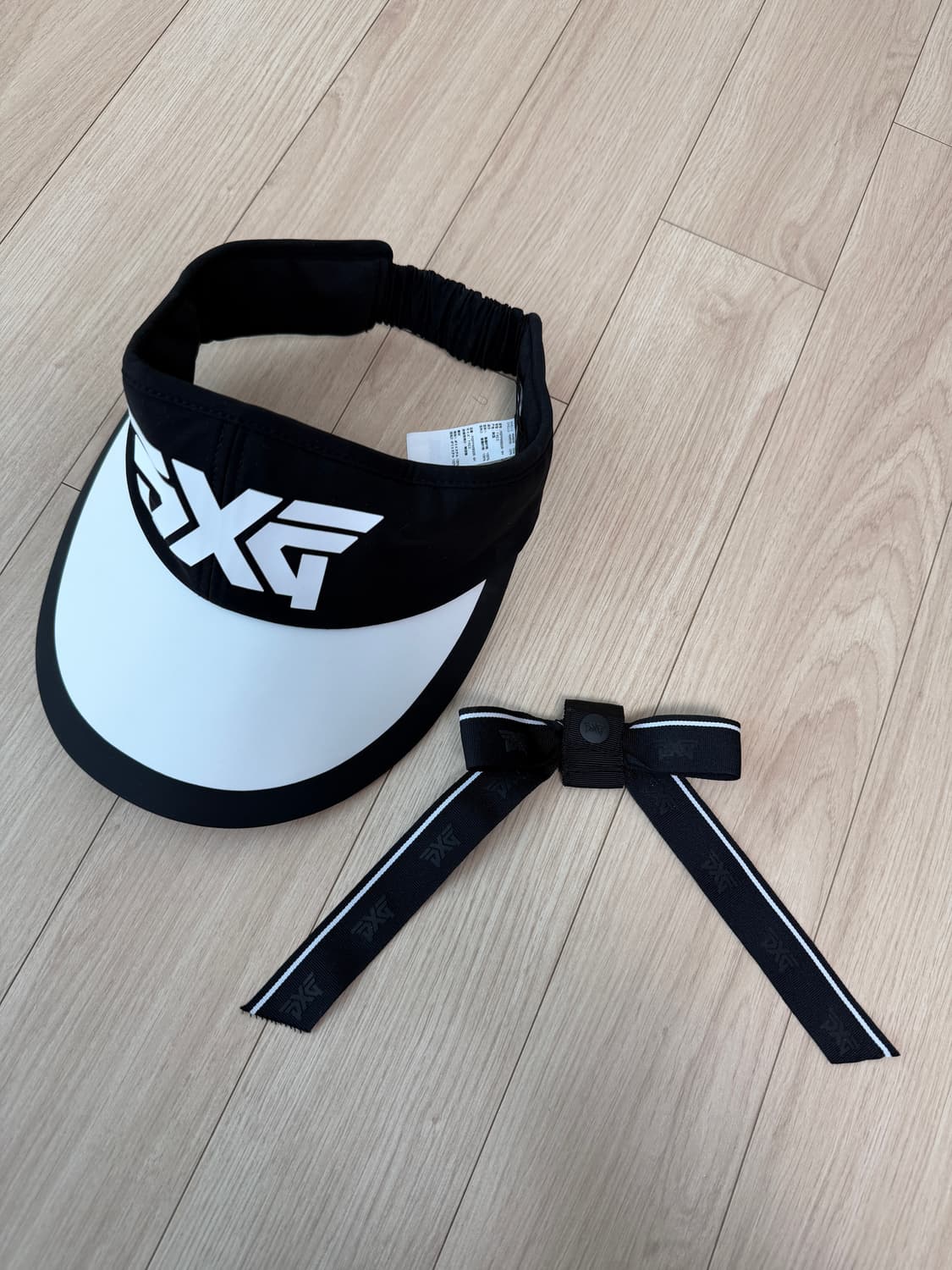 PXG 블랙/화이트 리본 썬캡 바이저 상품이미지4