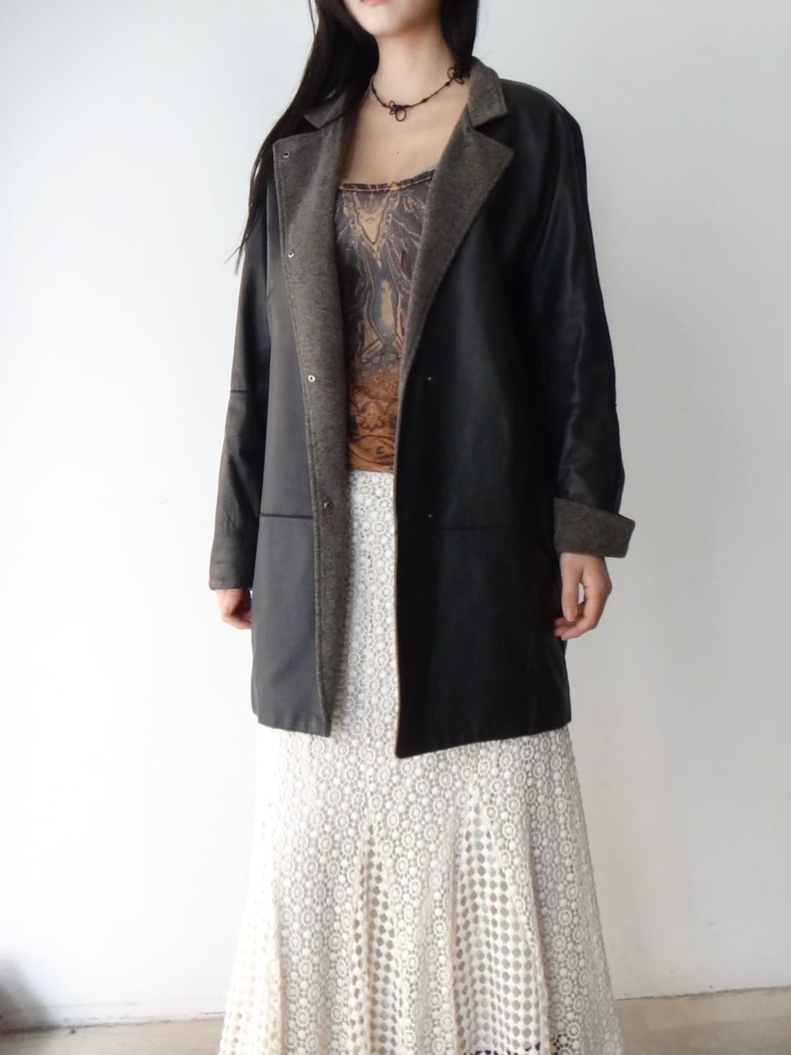 Dual round leather jacket / deep brown  상품이미지6