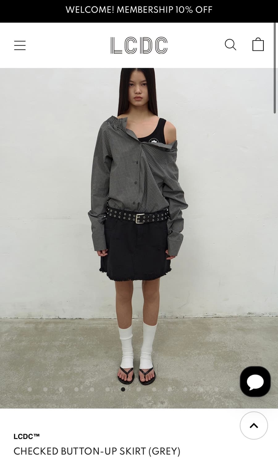 LCDC CHECKED BUTTON-UP SKIRT (GREY) 상품이미지4