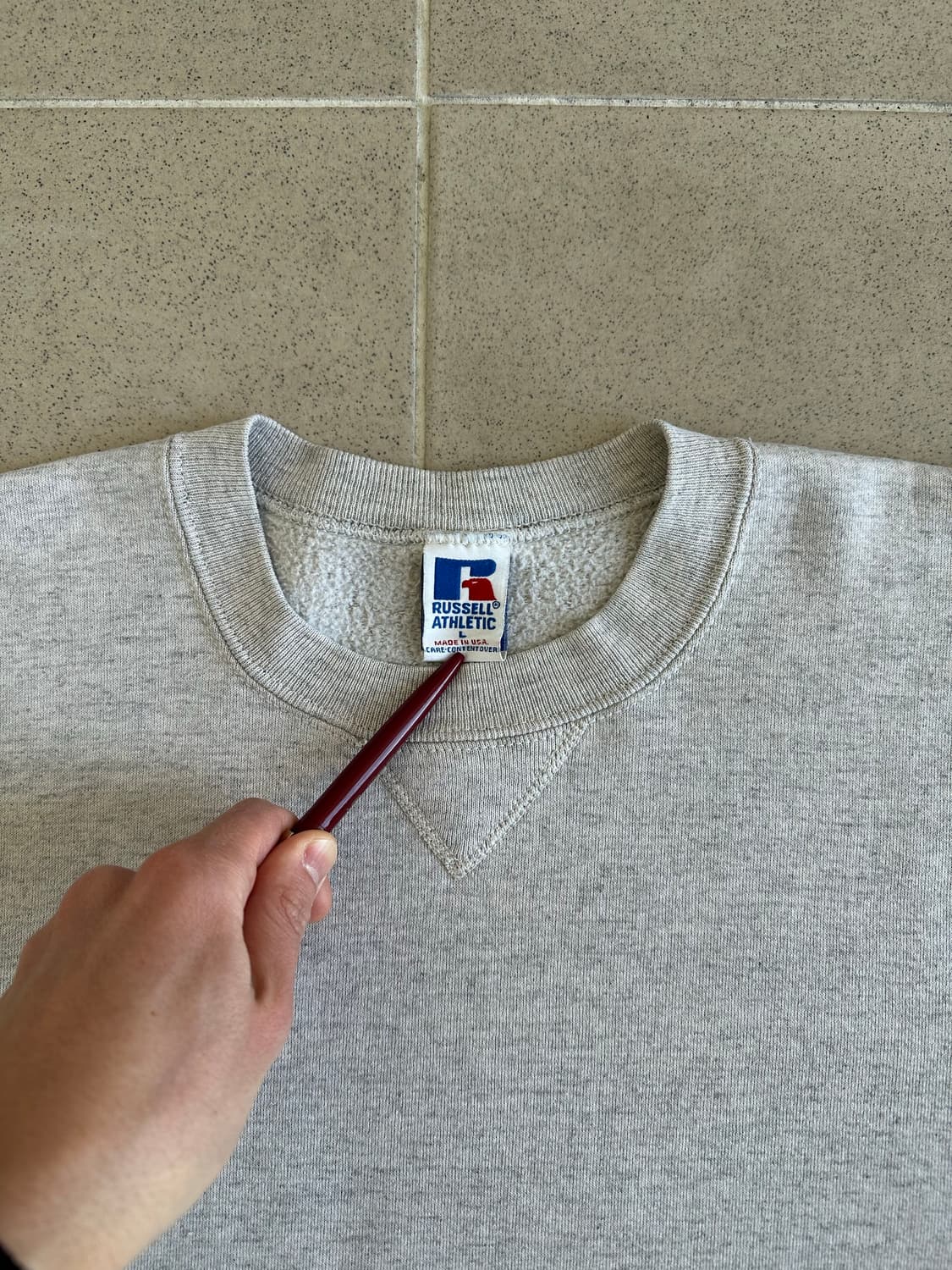 90s 빈티지 러셀 스웻셔츠 오트밀 L USA 상품이미지7