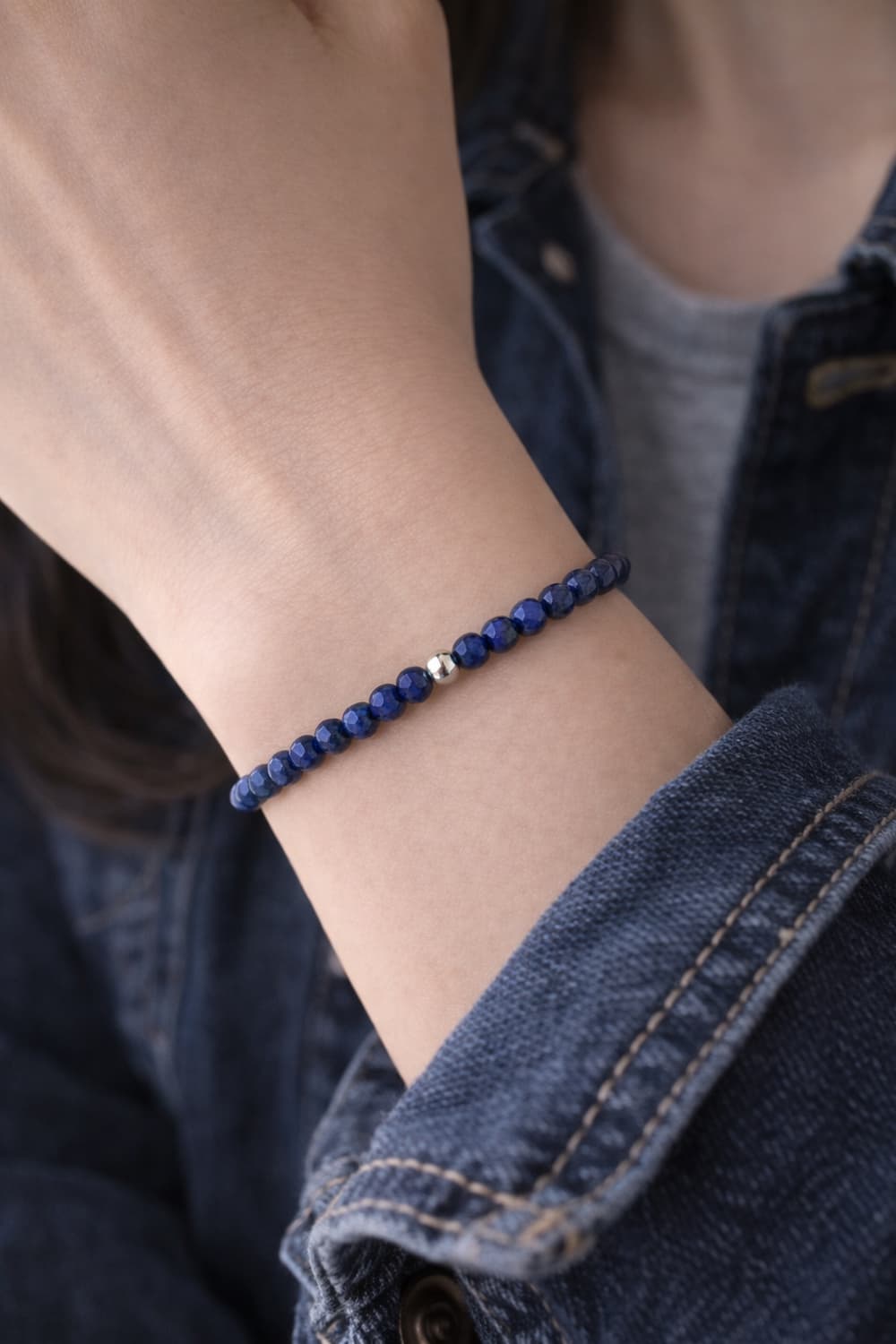 라피스라줄리 3mm 천연원석 팔찌 · 925실버 포인트 상품이미지3