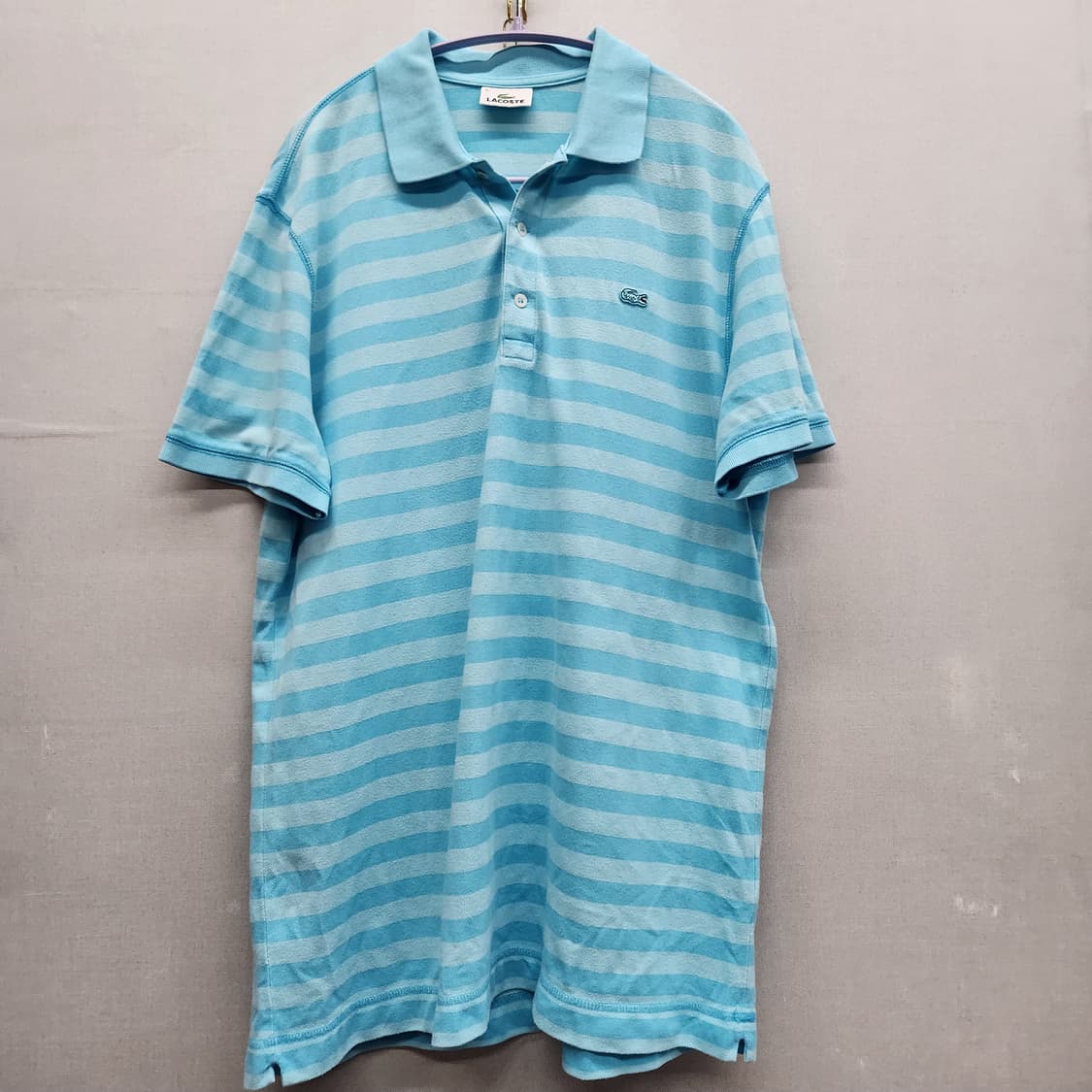 라코스테 로고 스트라이프 반팔카라 5(L) 상품이미지1