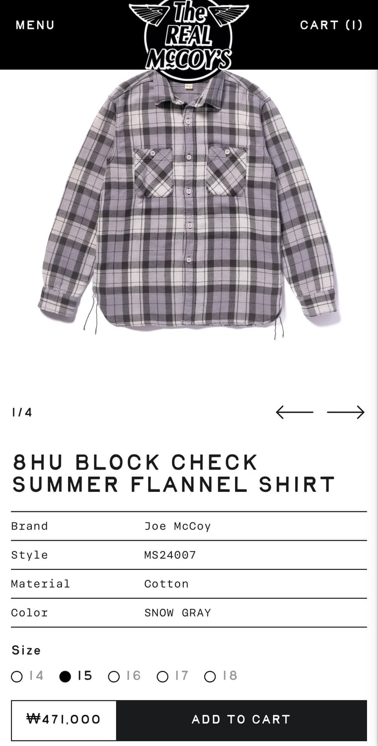 8HU BLOCK CHECK SUMMER FLANNEL SHIRT 상품이미지3
