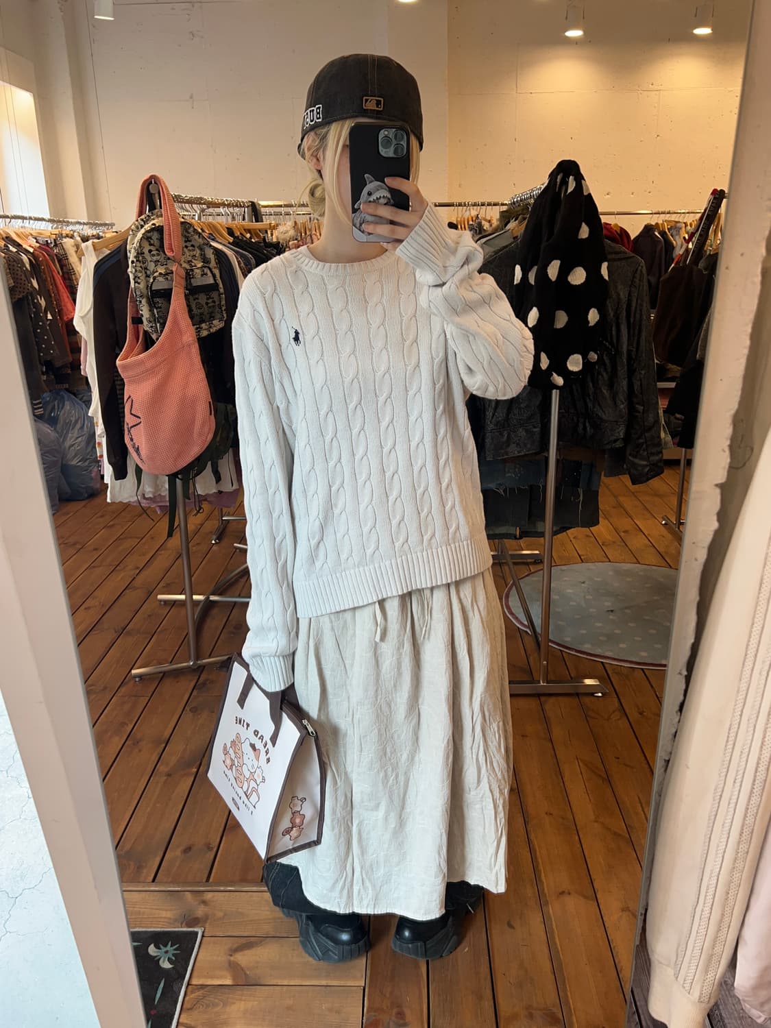 폴로 화이트 꽈배기 니트 상품이미지4