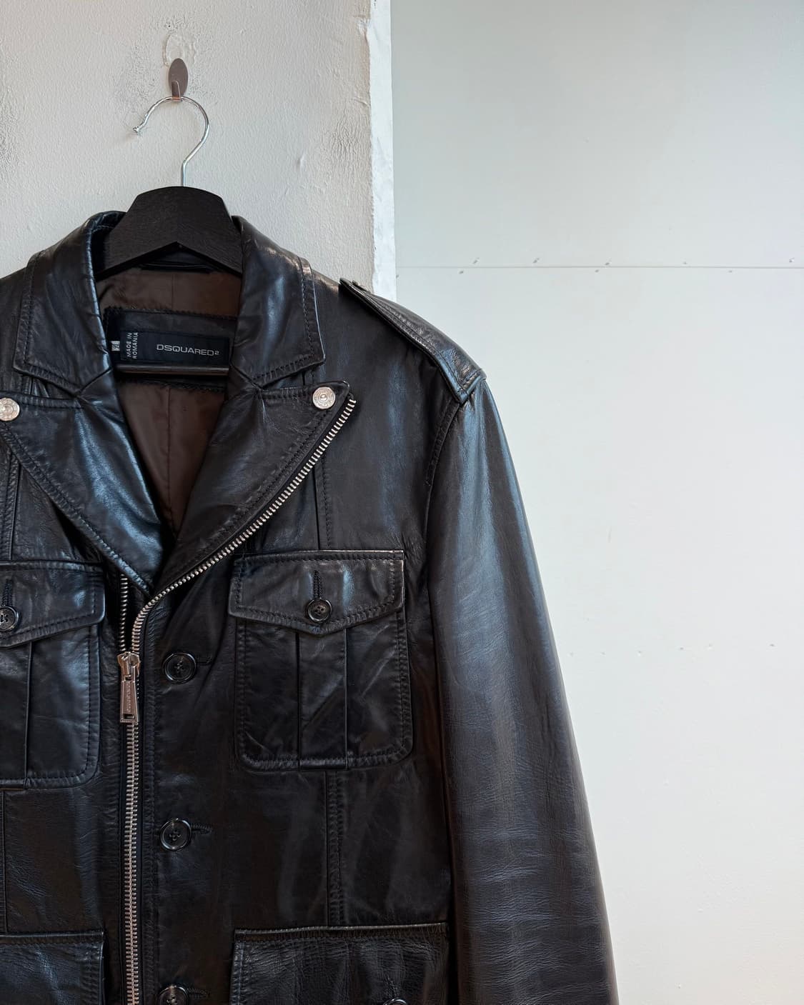디스퀘어드2 블랙 램스킨 레더 자켓  상품이미지5