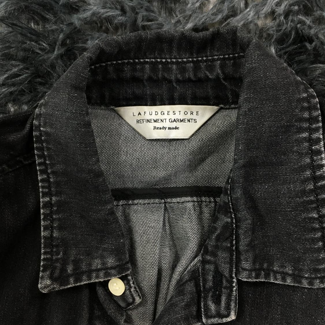 투티/0150 라퍼지스토어 블랙 흑청 데님 셔츠 상품이미지4