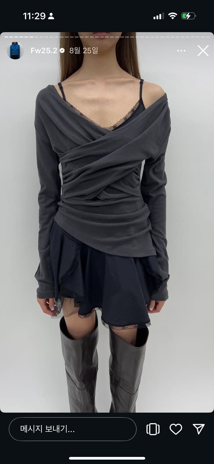 [세릭] DRAPE CROSS TOP / CHARCOAL 상품이미지3
