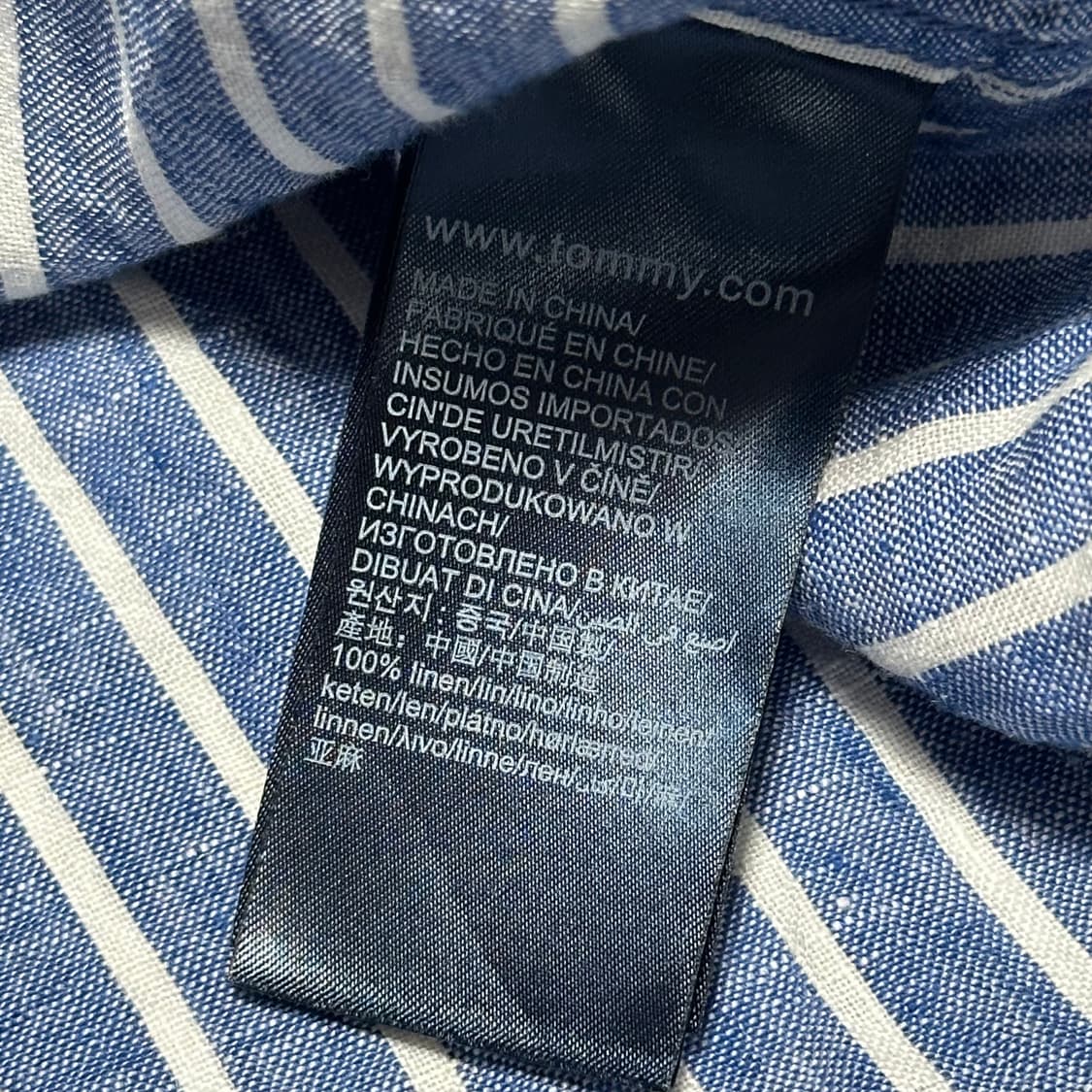 XXL 타미힐피거 스카이블루 스트라이프 린넨 셔츠 상품이미지5