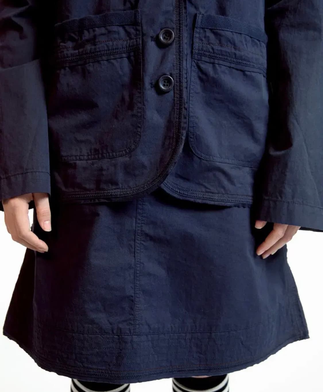 코이세이오 로우 엣지 코튼 스커트 네이비 상품이미지3