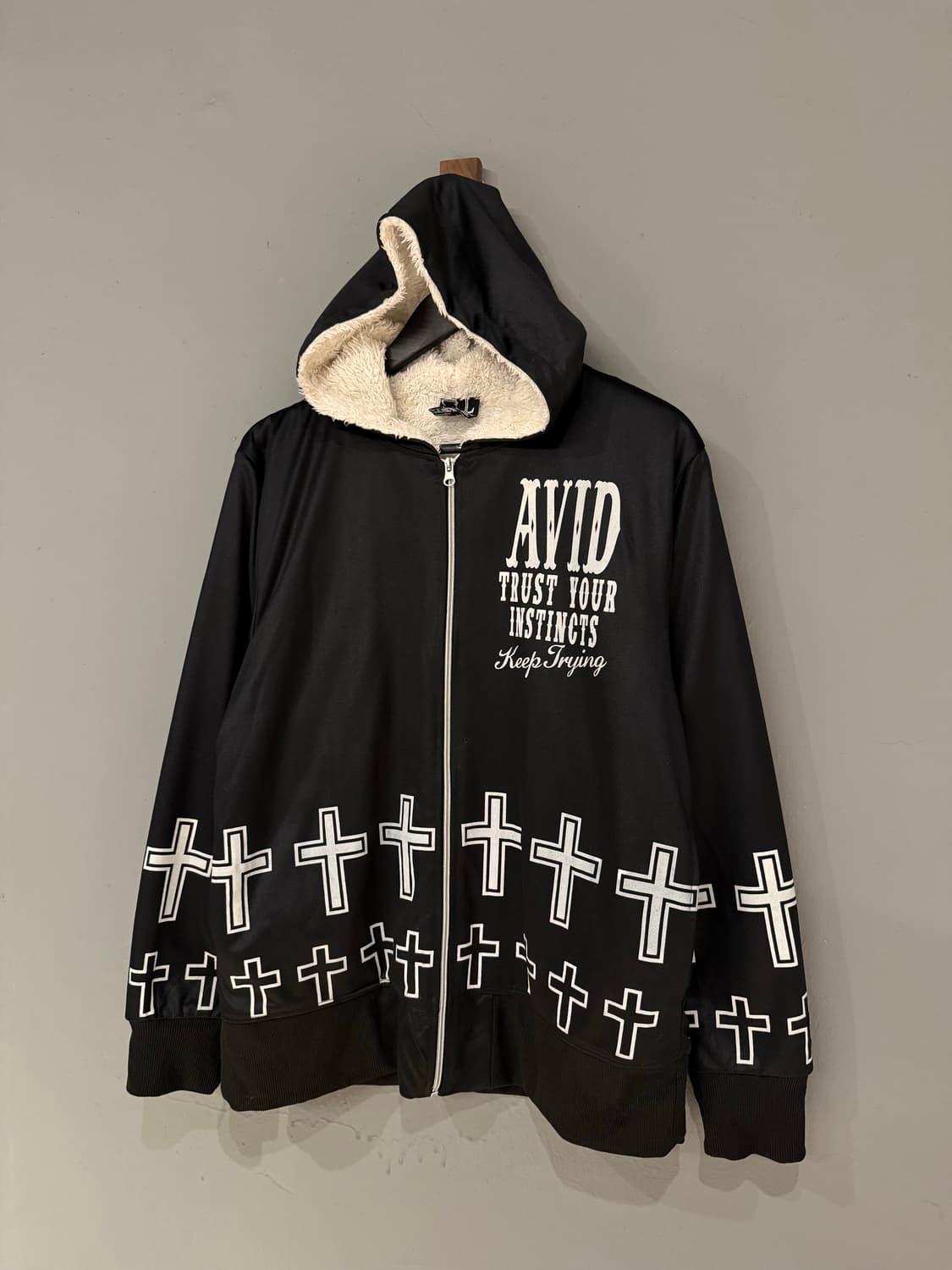 back maria printing cross hood zip-up 상품이미지4