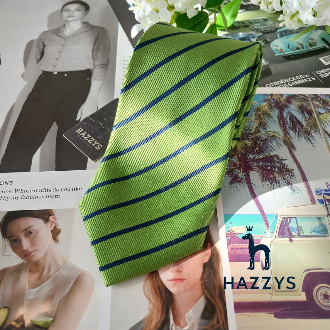 헤지스 실크 그린 스트라이프 넥타이 8.5cm A등급 A19461
 상품이미지1