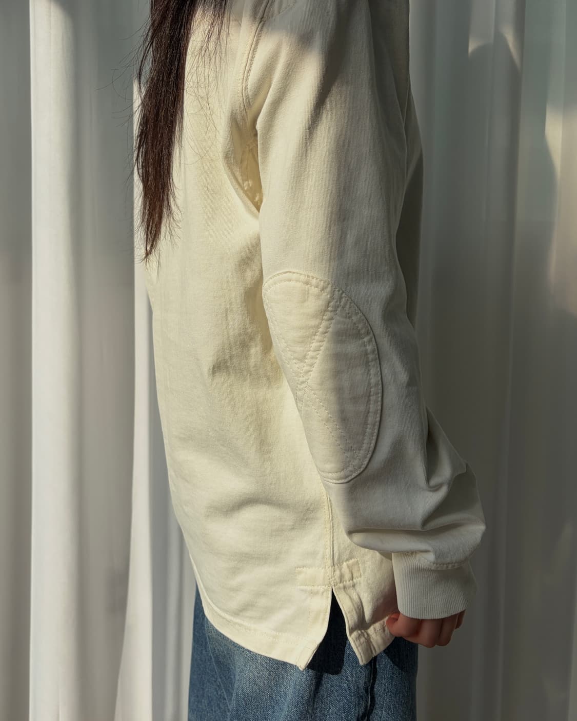 [M]폴로 랄프로렌 숄더 엘보 패치 크림 럭비 티셔츠 상품이미지3