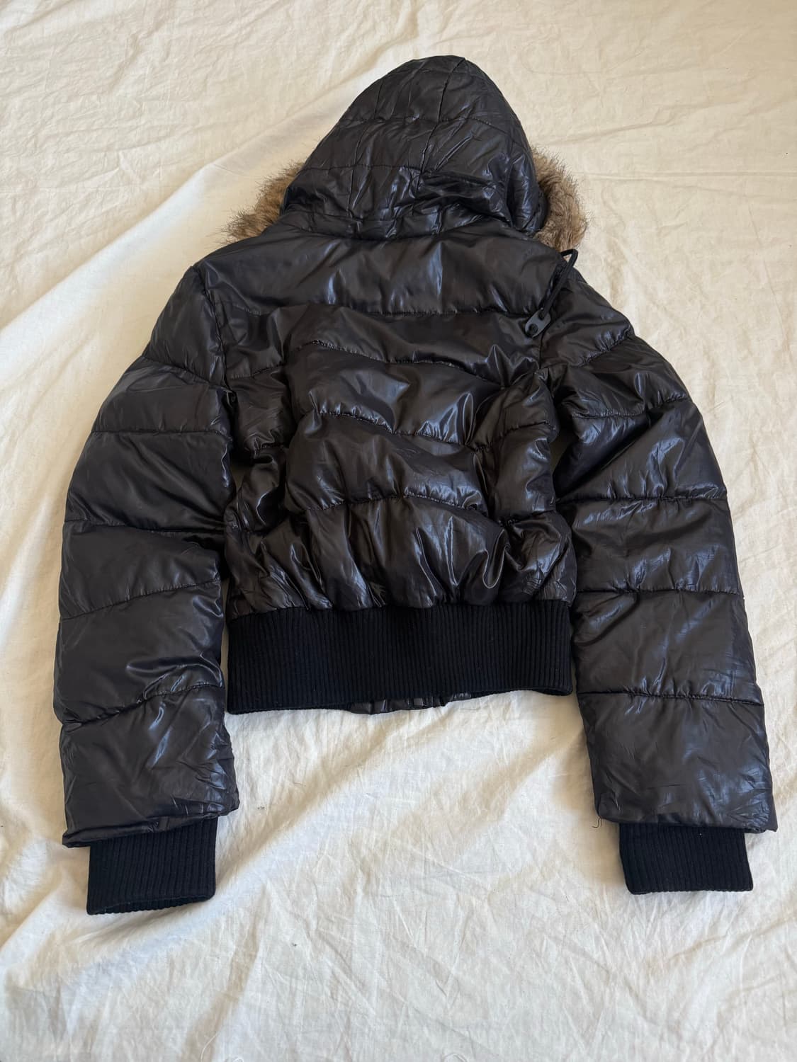 잉그니 블랙 갸루 펑크 y2k 세미크롭 패딩  상품이미지5