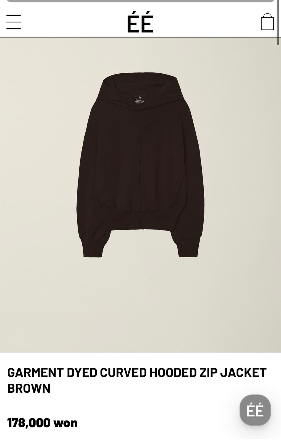 누마레 커브드 후드집업 브라운 L 상품이미지1