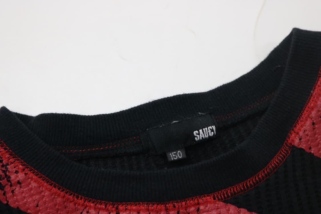 SAUCY 빈티지 펑크 스트라이프 피스 마크 와플 티셔츠 (150) 상품이미지6