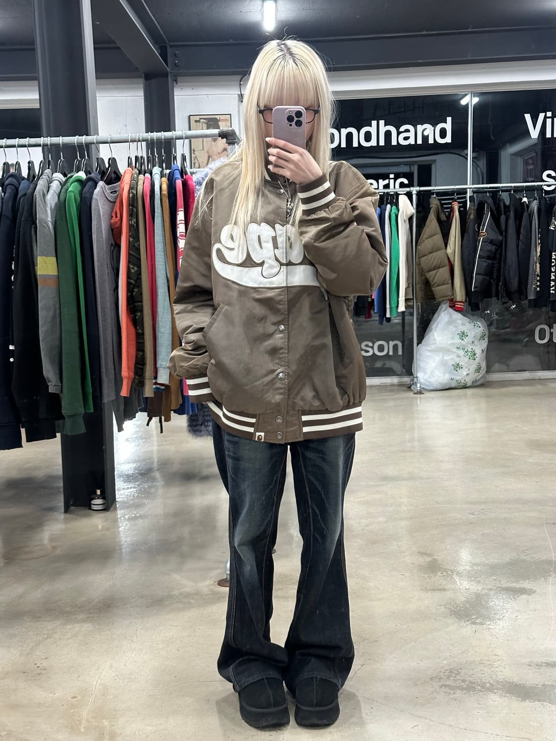 베이프 브라운 바시티 자켓 상품이미지2