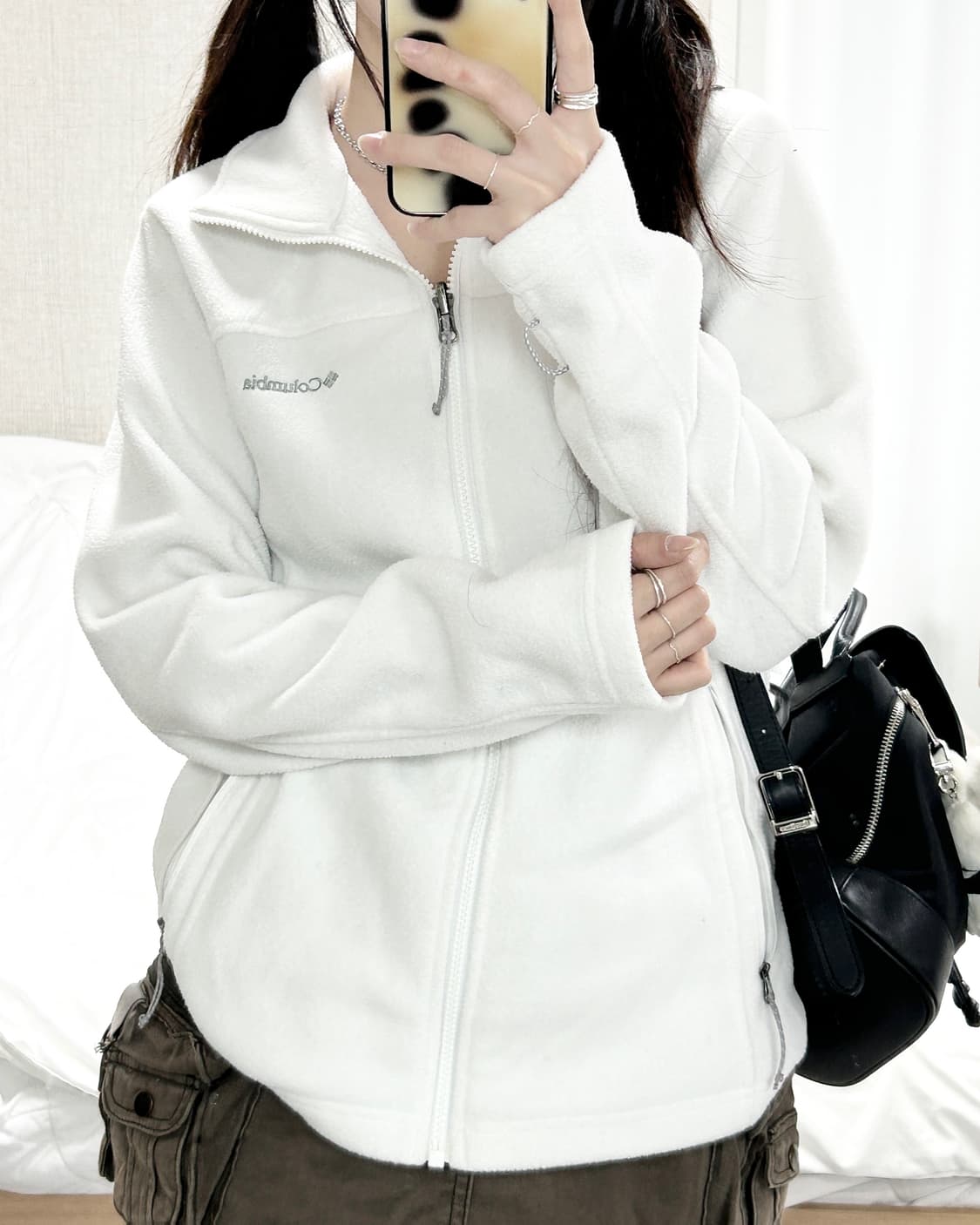 콜롬비아 화이트 플리스집업 상품이미지3