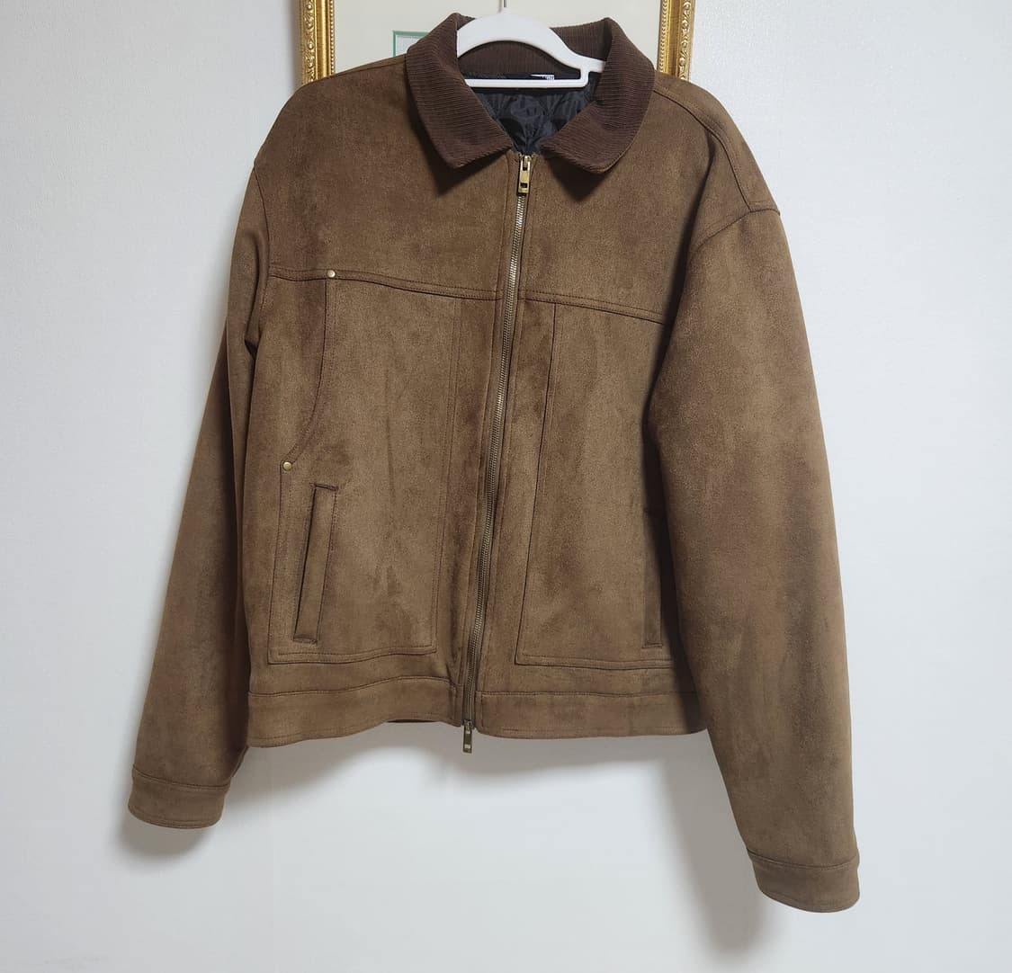 코듀로이 카라 스웨이드 집업 워크자켓 브라운 상품이미지1