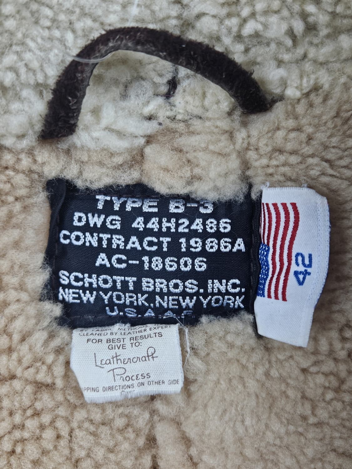 SCHOTT 쇼트 타입 B-3 플라이트 무스탕 자켓 (42)/ 10248 상품이미지7