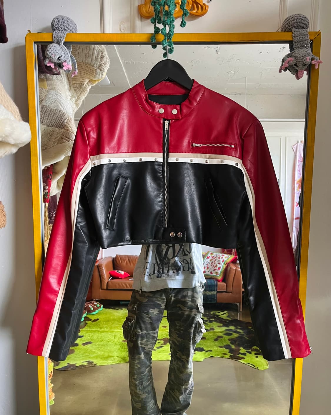 Japanese Vintage Crop Leather Jacket 상품이미지4