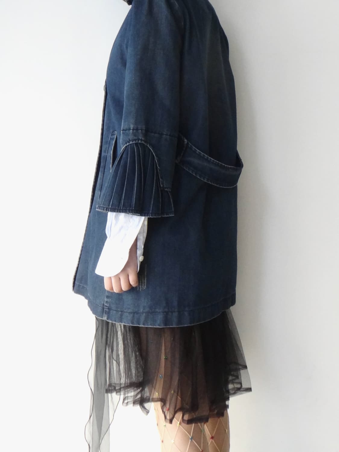 Sleeve pleats fly denim jacket 상품이미지7