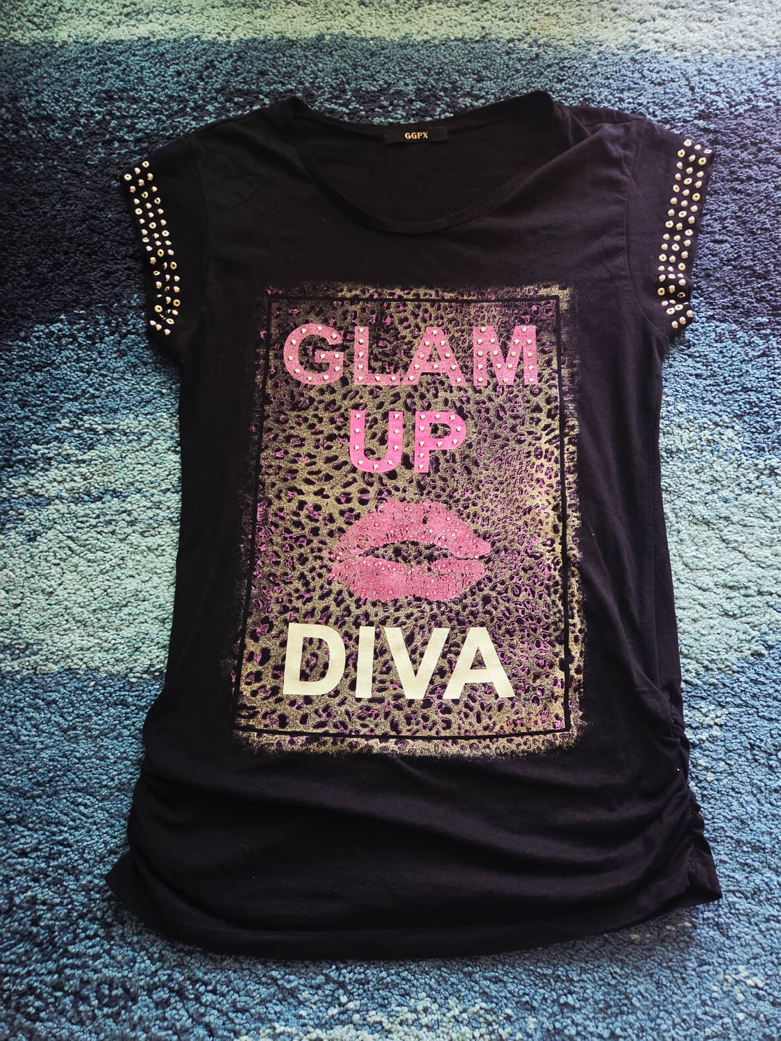 Y2k갸루 걸쓰 긴총장 뽀뽀쪽 매혹의입술 치명적 빈티지 짧반팔티샷츠 상품이미지1