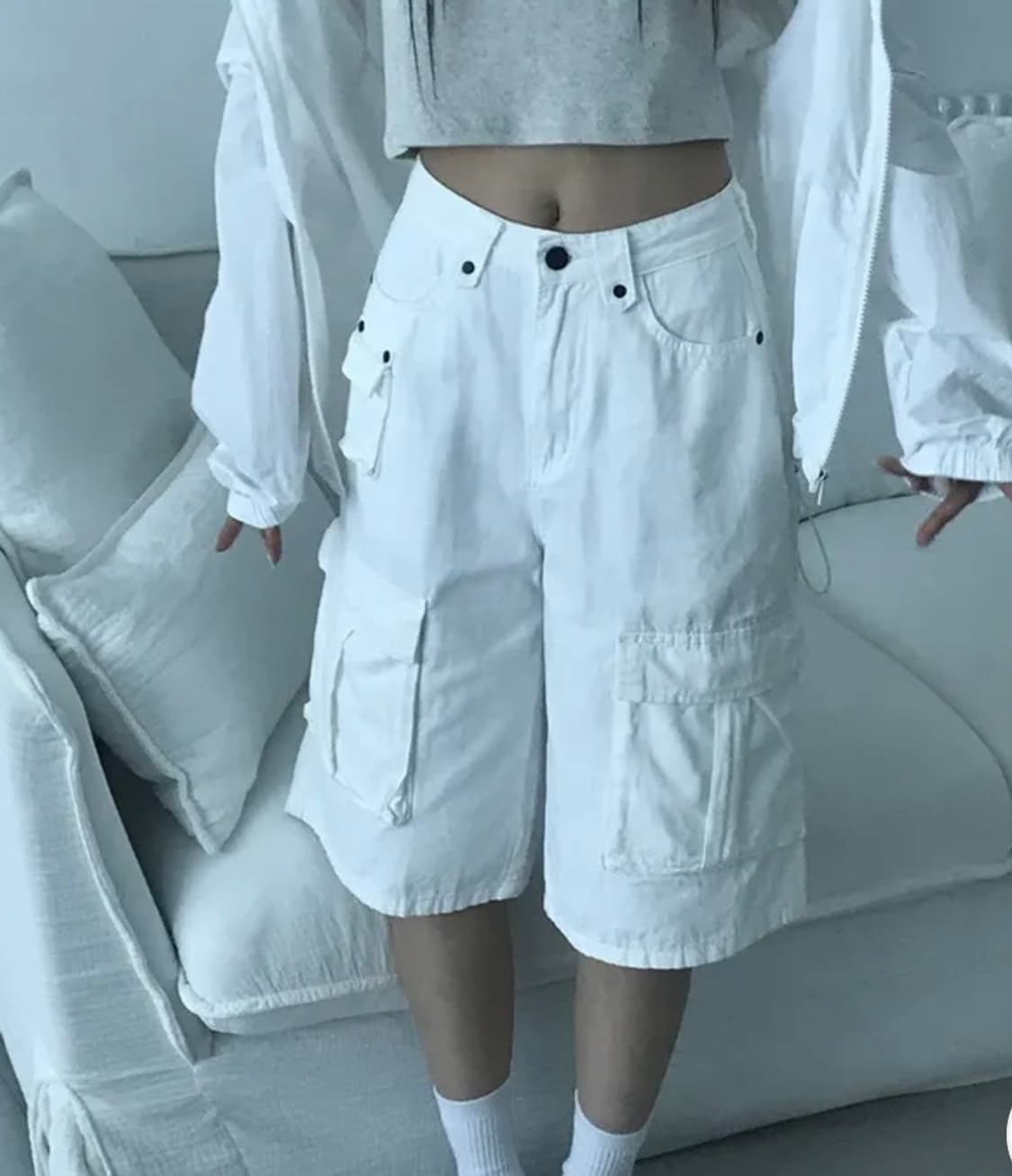 화이트 7부팬츠 상품이미지1