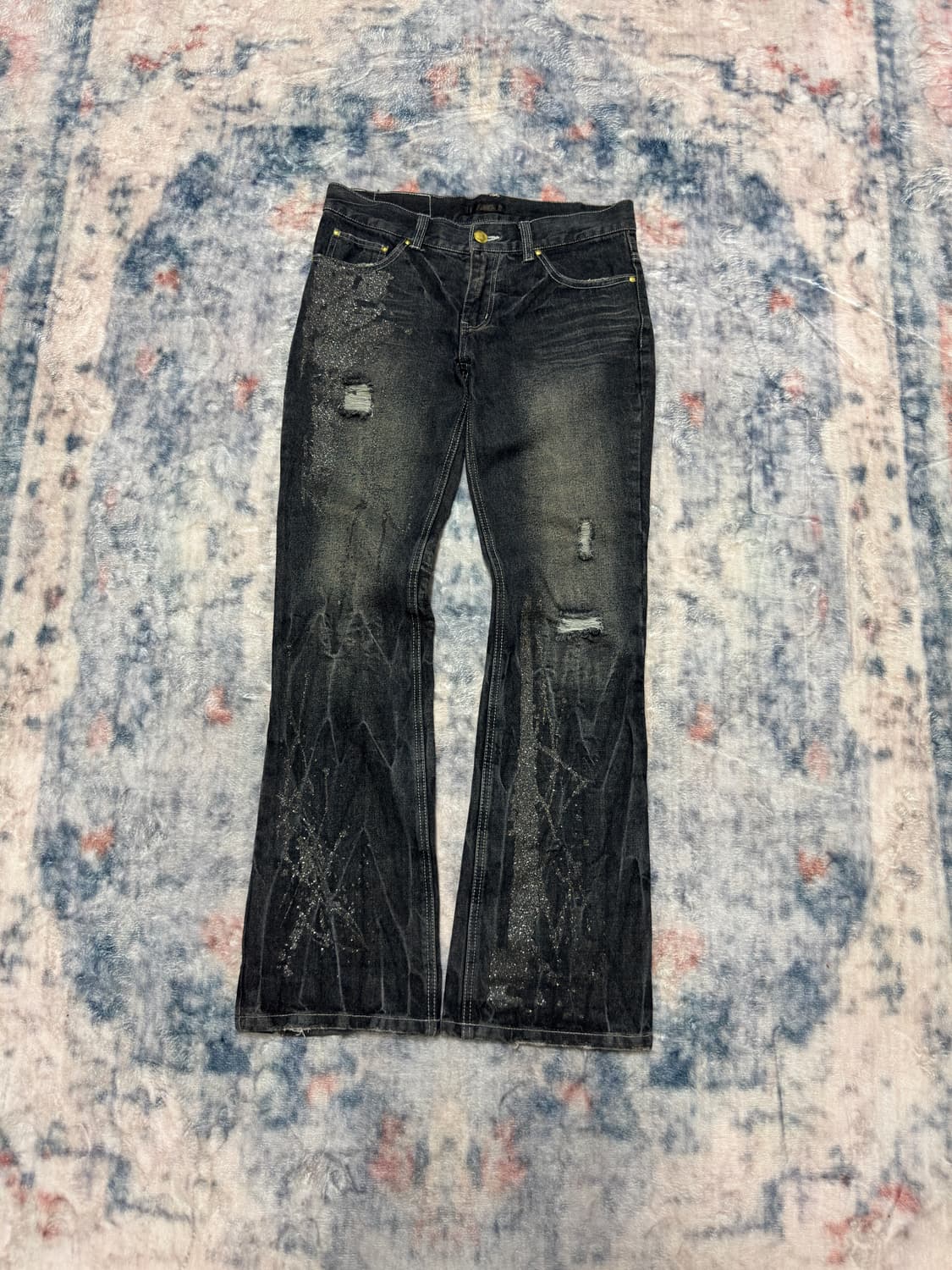Black baccara glitter washed boot cut de 상품이미지1