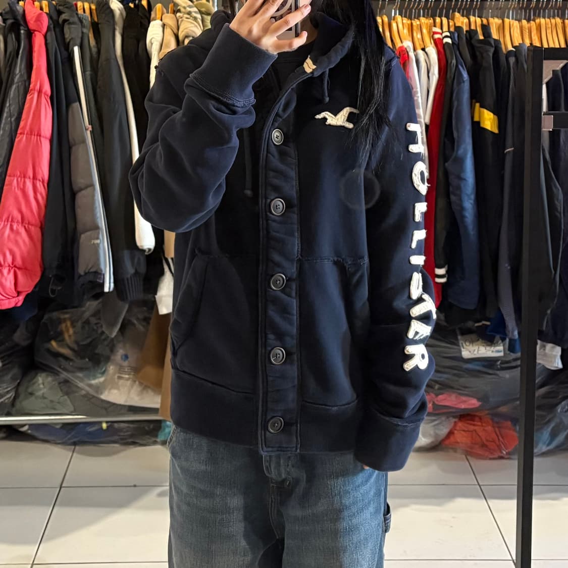 홀리스터 네이비 후드 집업 상품이미지1