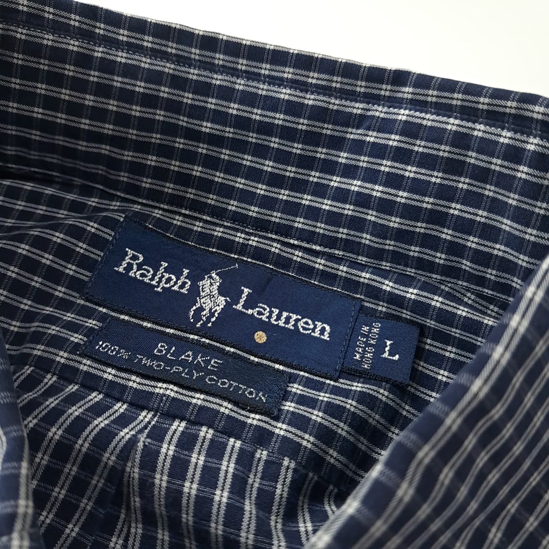 CK445 L 폴로 90s 홍콩판 마이크로체크 다크네이비 셔츠 남방 상품이미지3