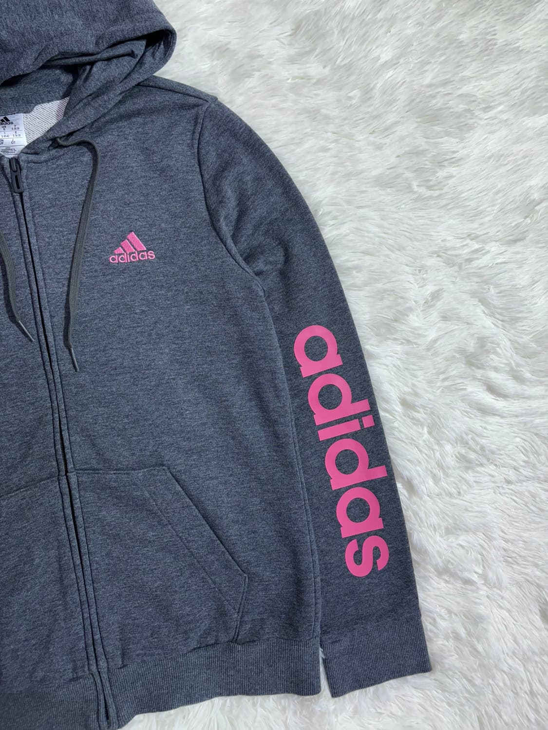 아디다스 핑크 사이드로고 그레이 후드집업  상품이미지4