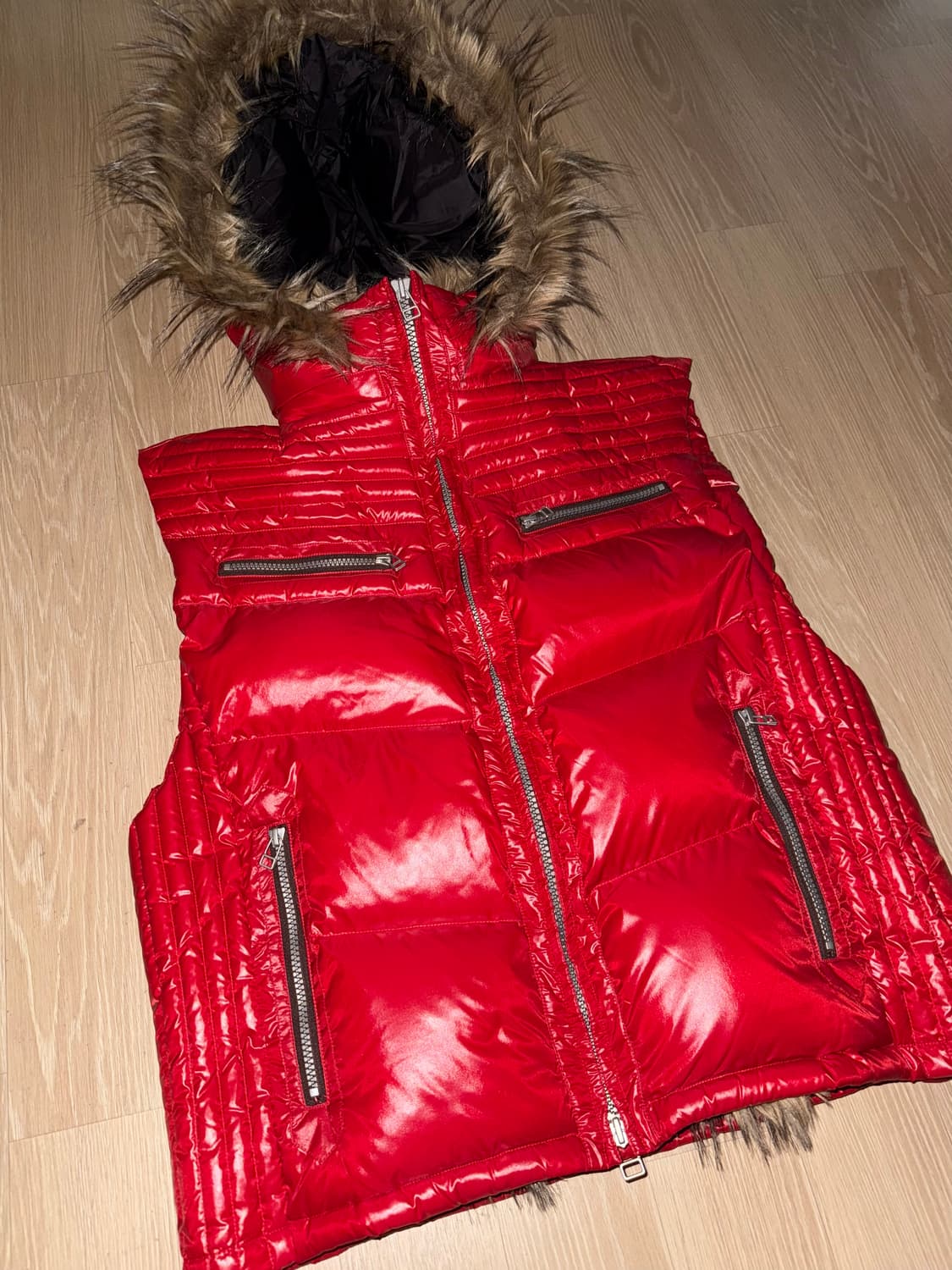 BREATH 퍼 샤이니 다운 베스트 레드 XL 상품이미지2