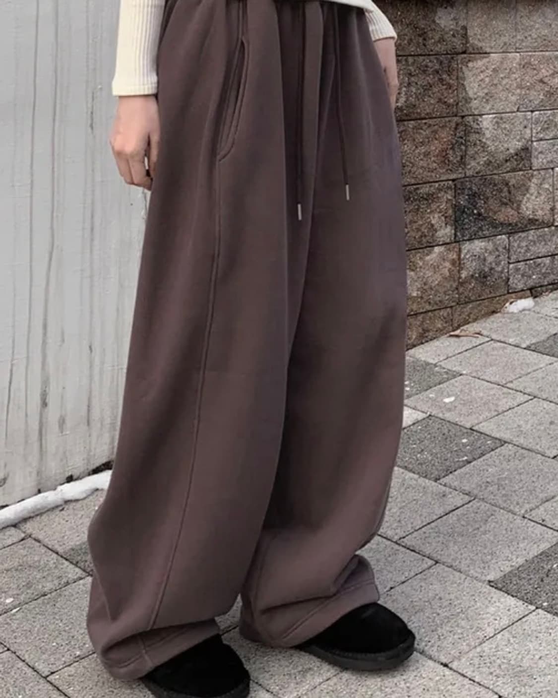 에이블리 와이드트레이닝팬츠 브라운 상품이미지3